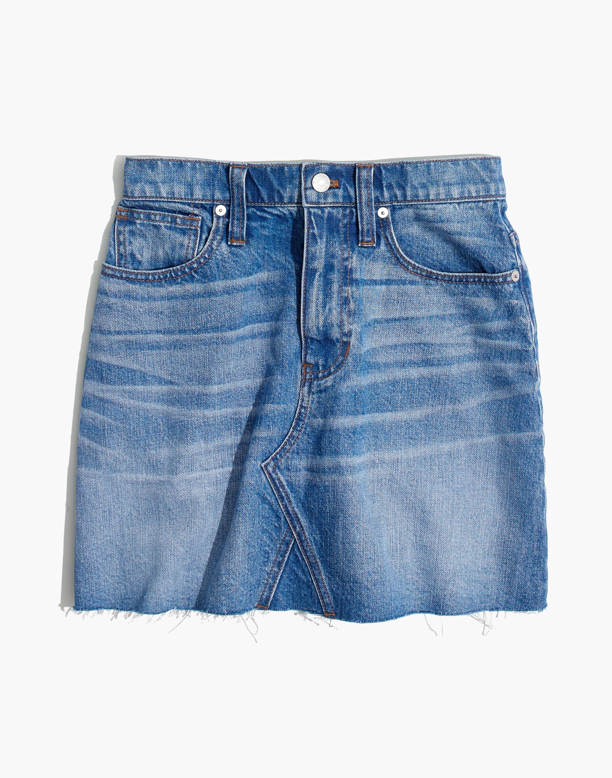Rigid Denim A-Line Mini Skirt in Leandra Wash