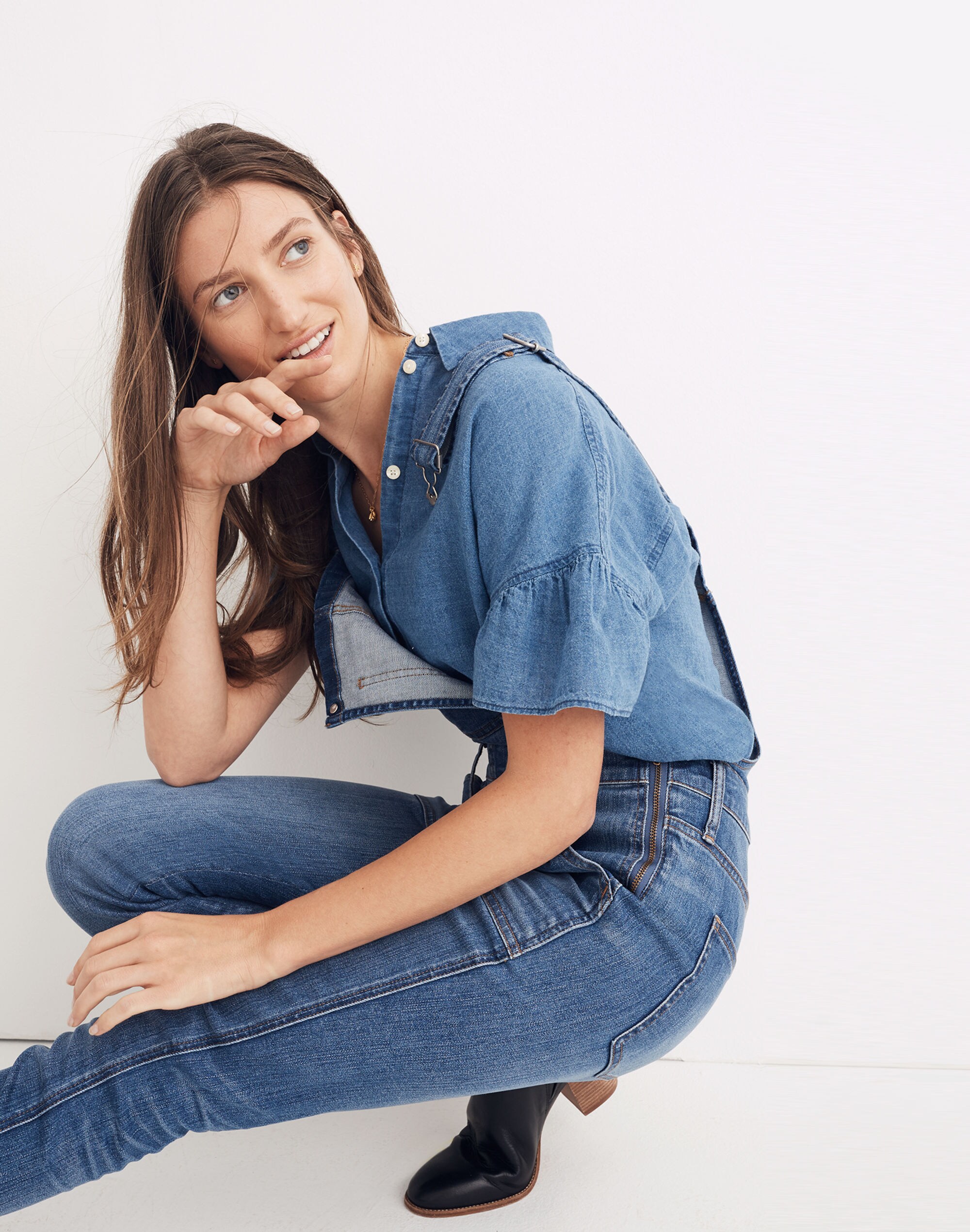 Skinny Overalls in Kemp Wash in null image 4