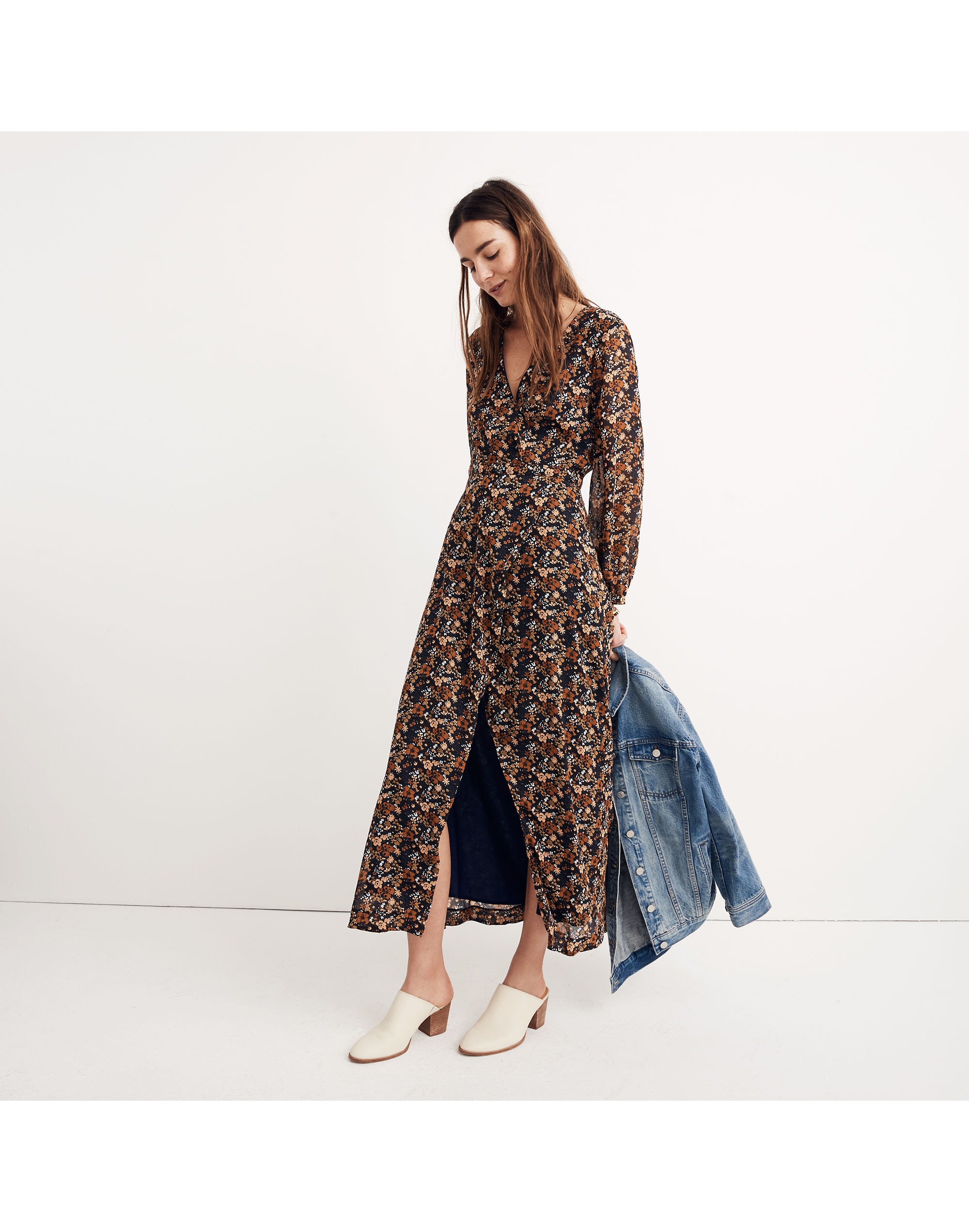 madewell nightflower maxi dress Madewell Multicolor Nightflower Prairie Blossoms Long Sleeve Maxi Dress  Size 2