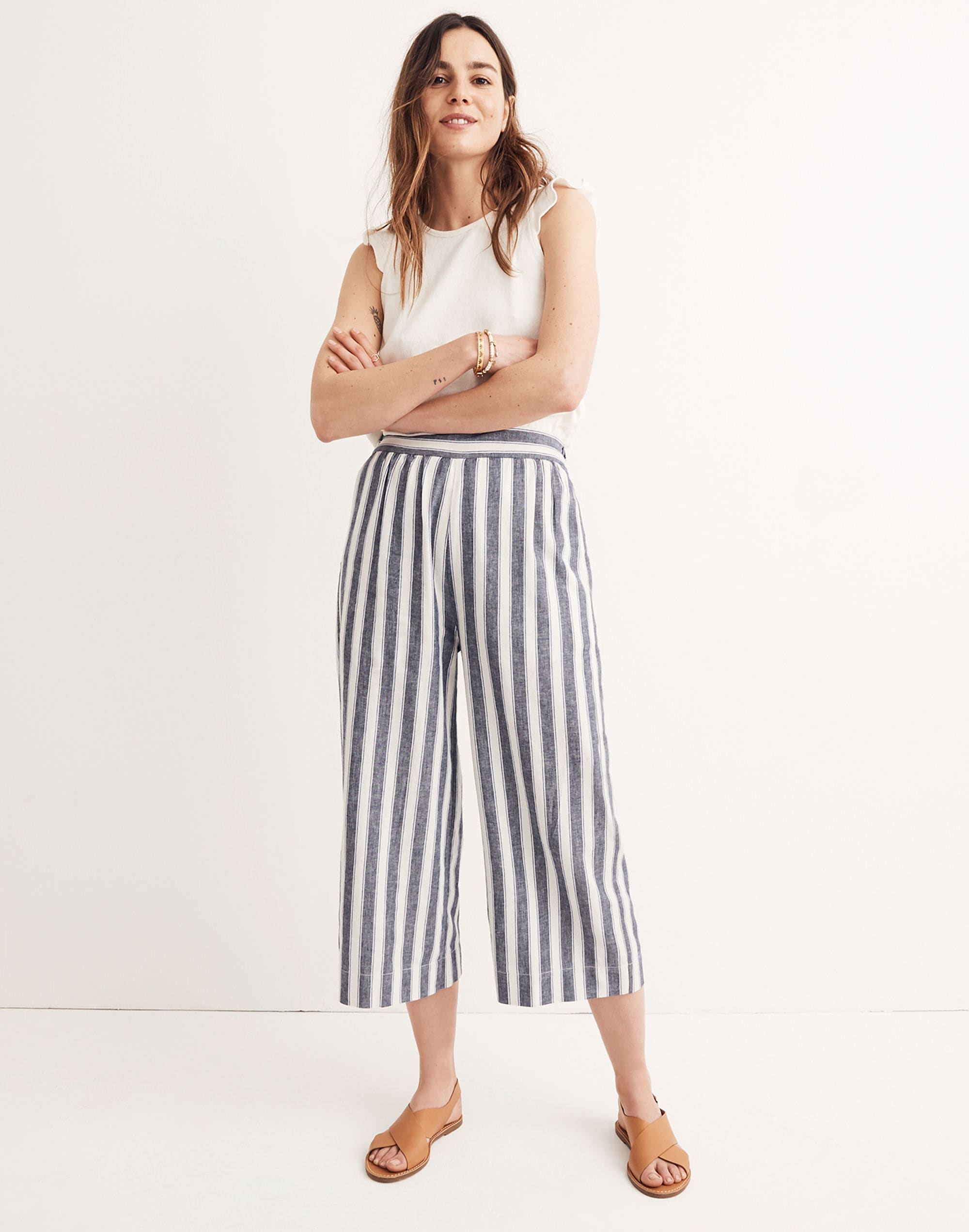 Huston Pull-On Crop Pants in Stripe