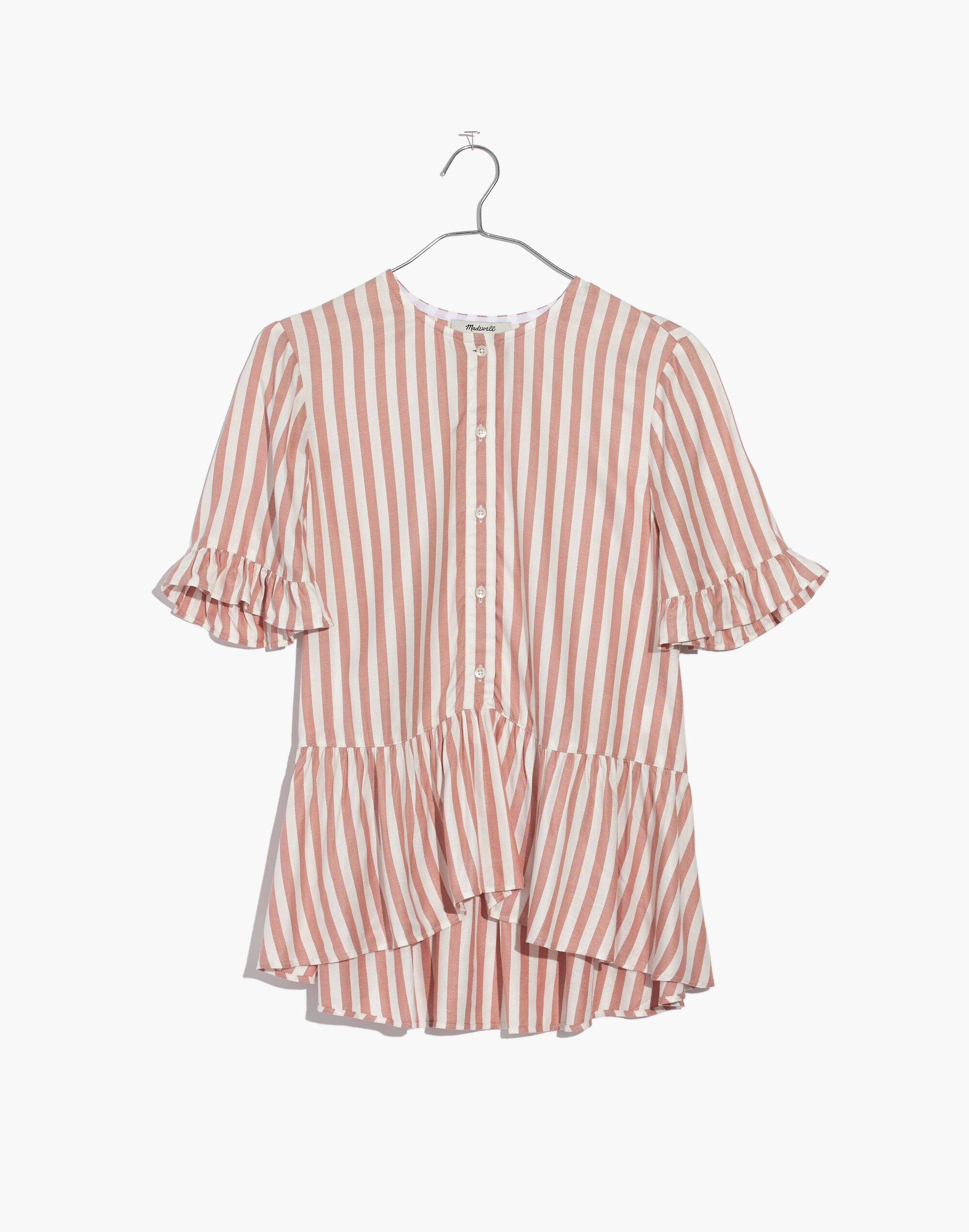 Studio Ruffle-Hem Top in Cecilia Stripe