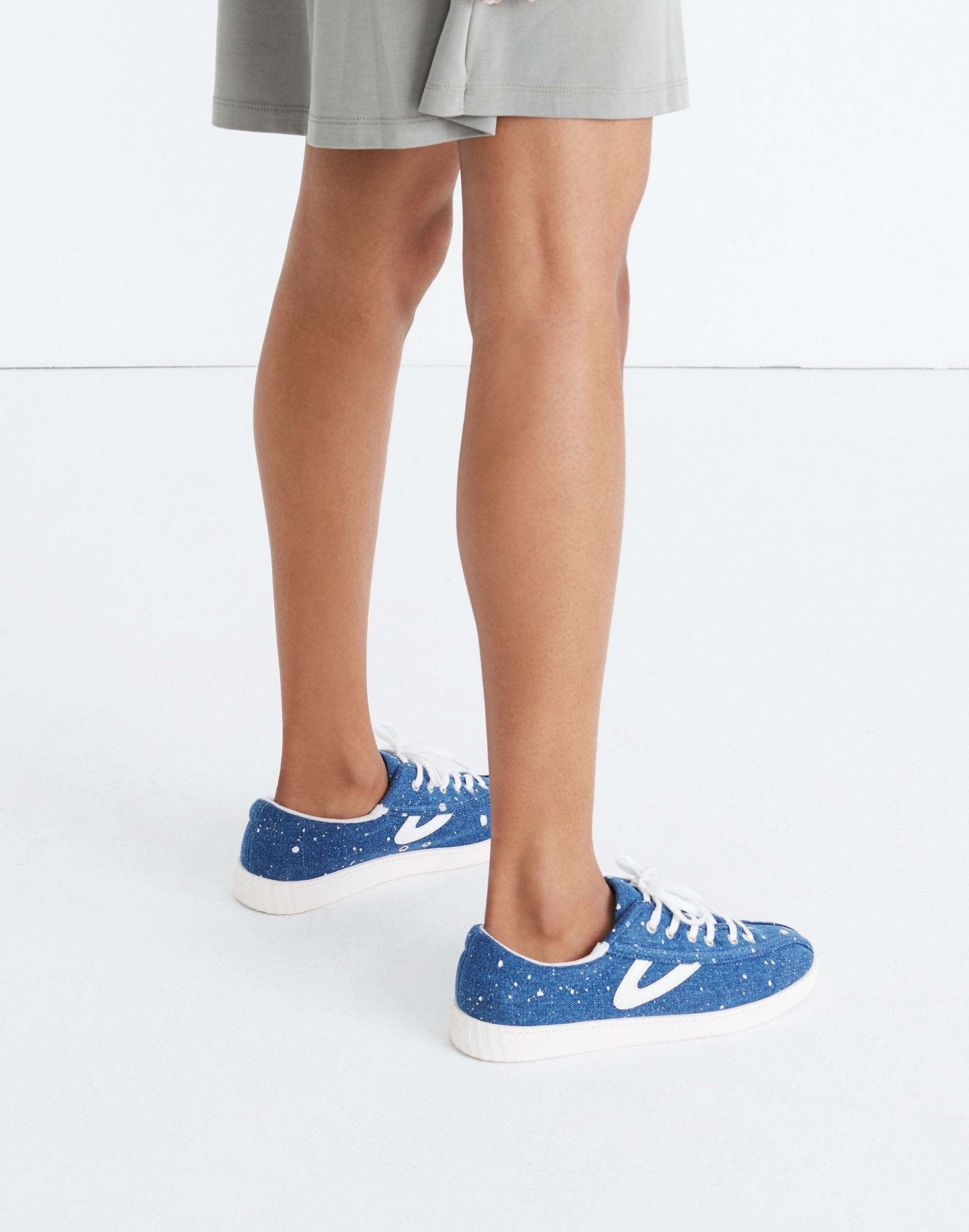 Tretorn&reg; Nylite Plus Sneakers in Paint-Spattered Denim