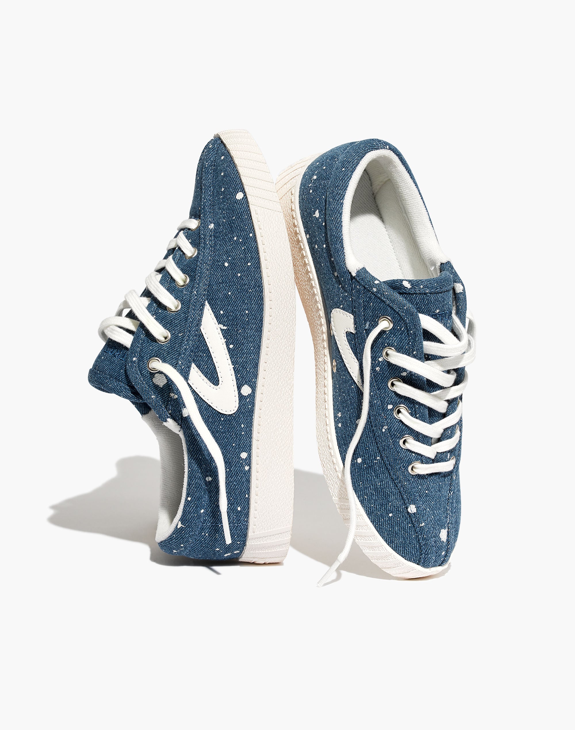 Tretorn&reg; Nylite Plus Sneakers in Paint-Spattered Denim