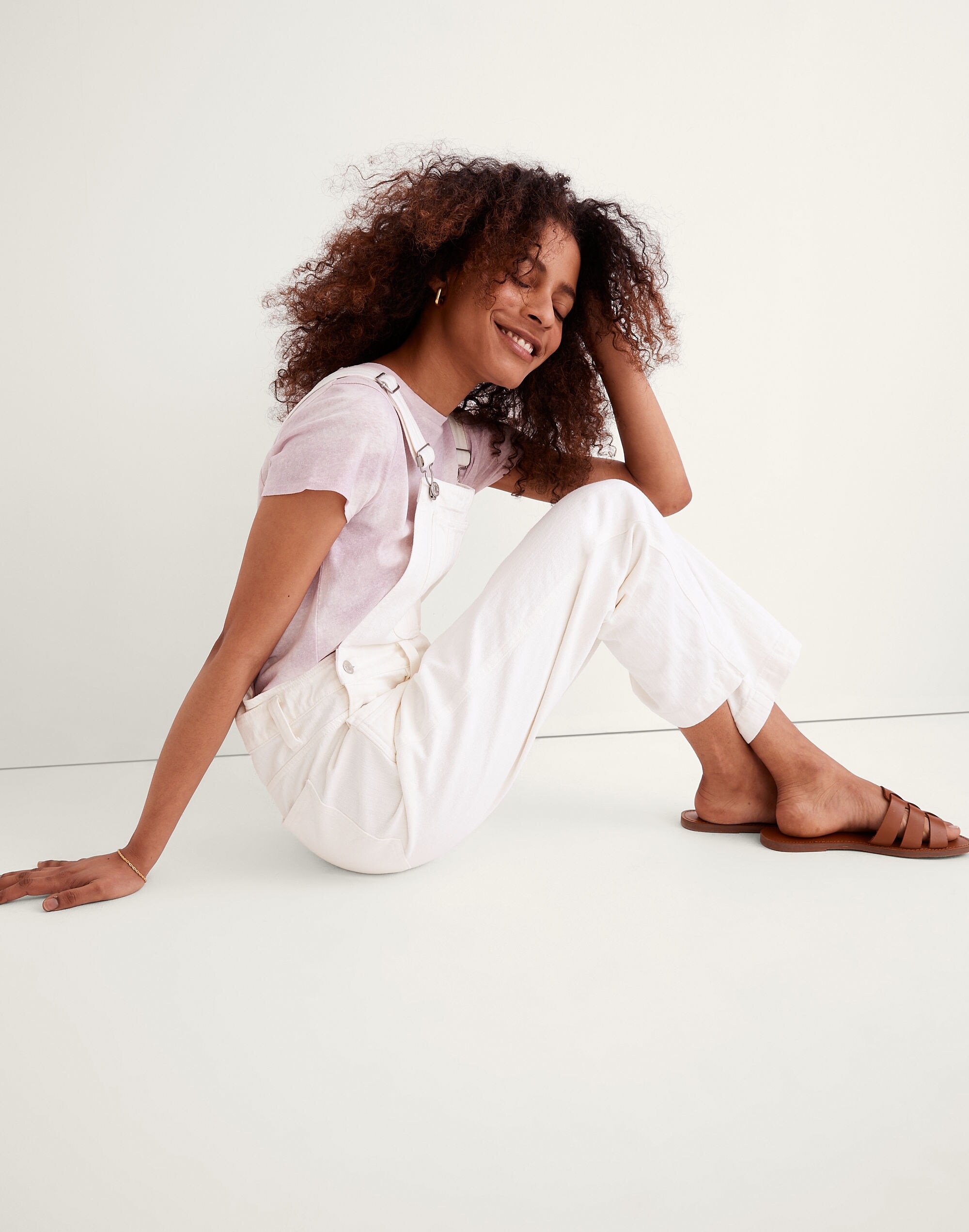 Straight-Leg Overalls in Tile White
