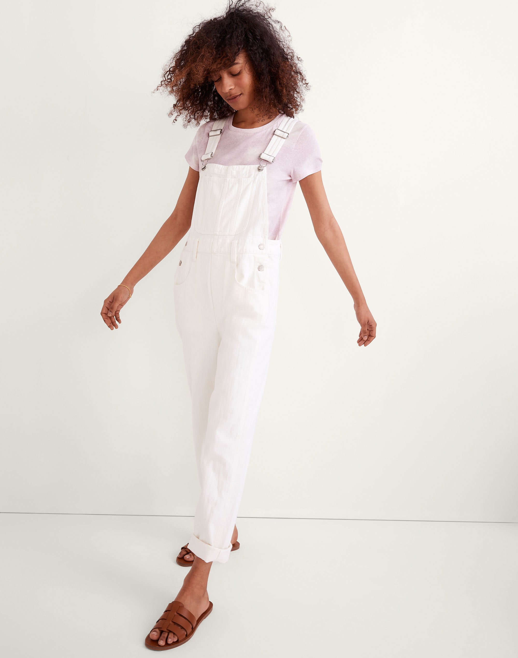 Straight-Leg Overalls in Tile White