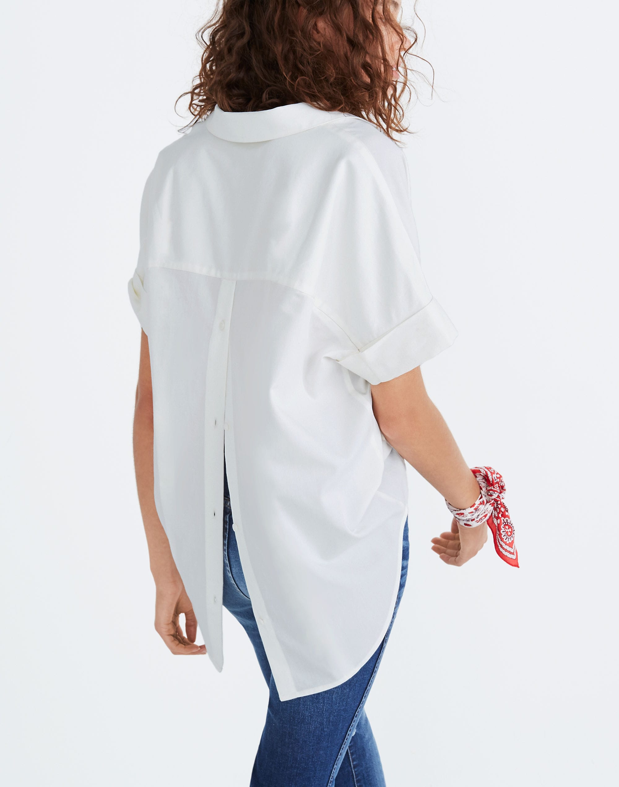 Courier Button-Back Shirt in Pure White