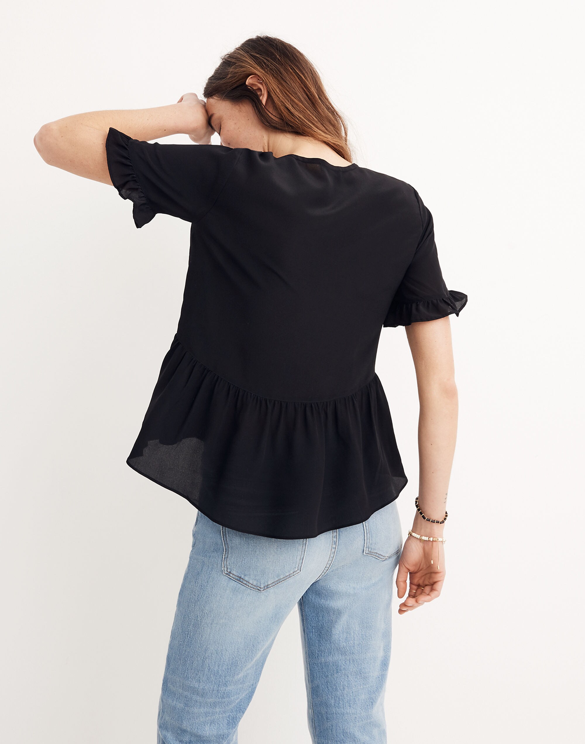 Silk Studio Ruffle-Hem Top