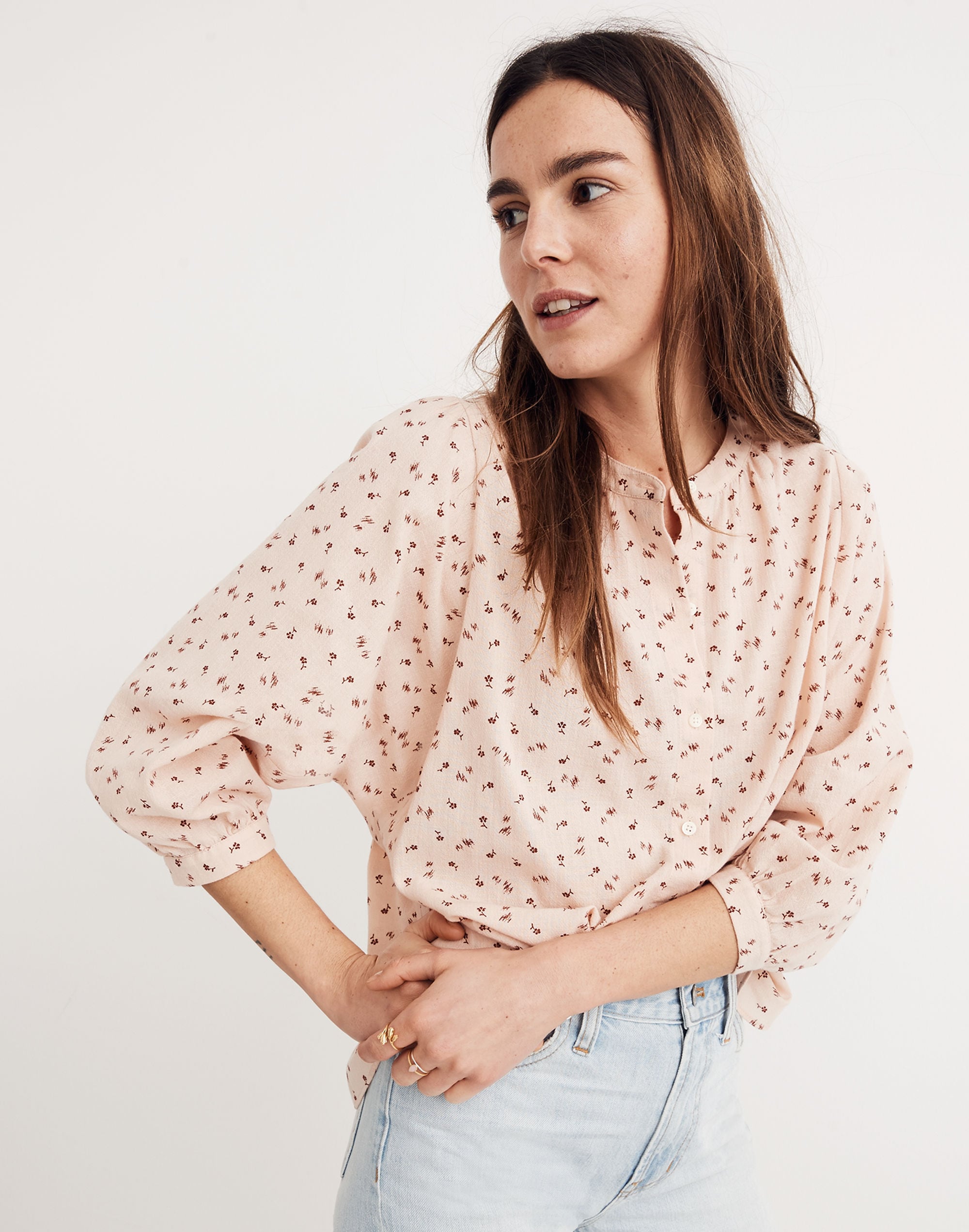 Peasant Top in Delicate Floral