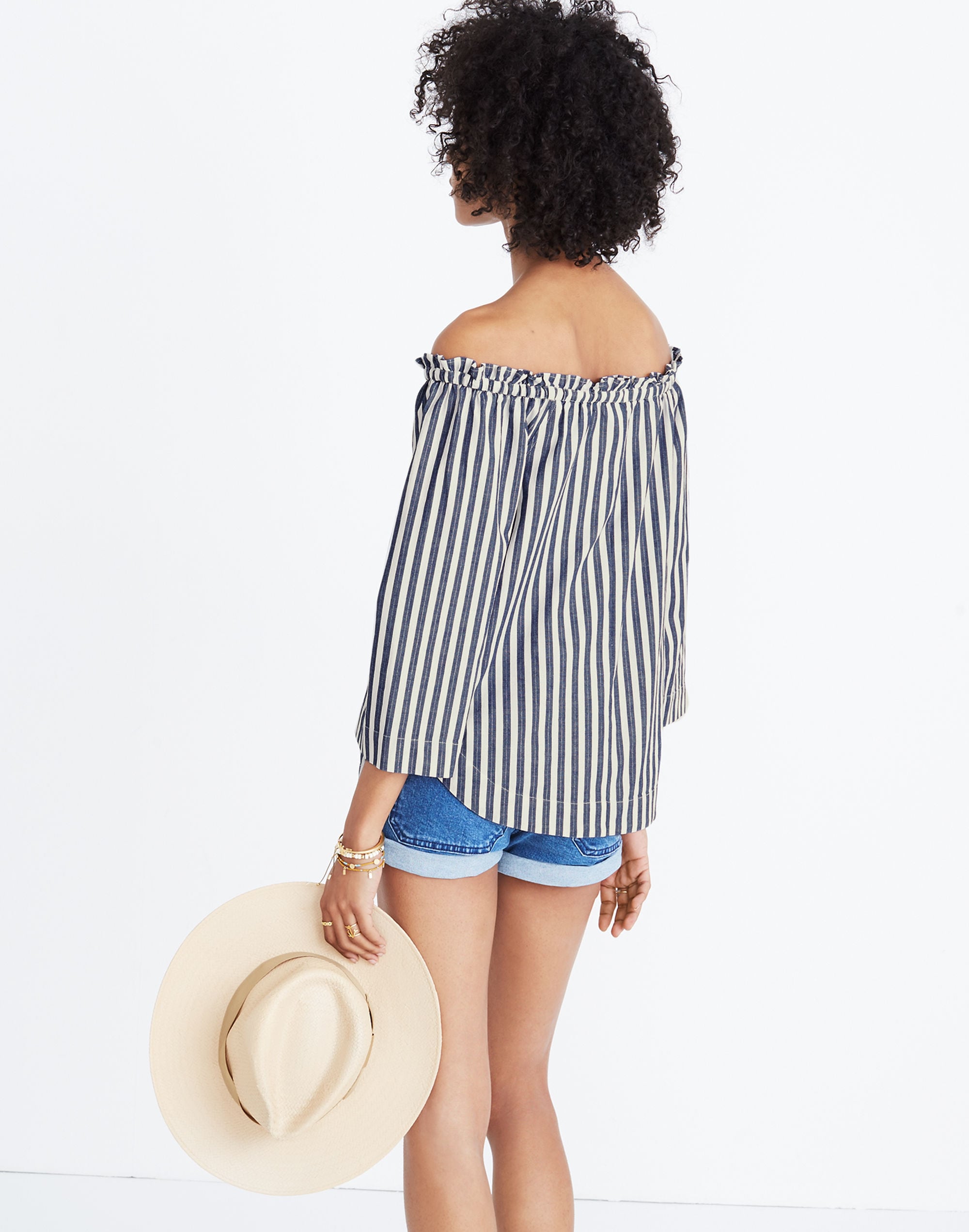 Shimmer Stripe Off-the-Shoulder Top