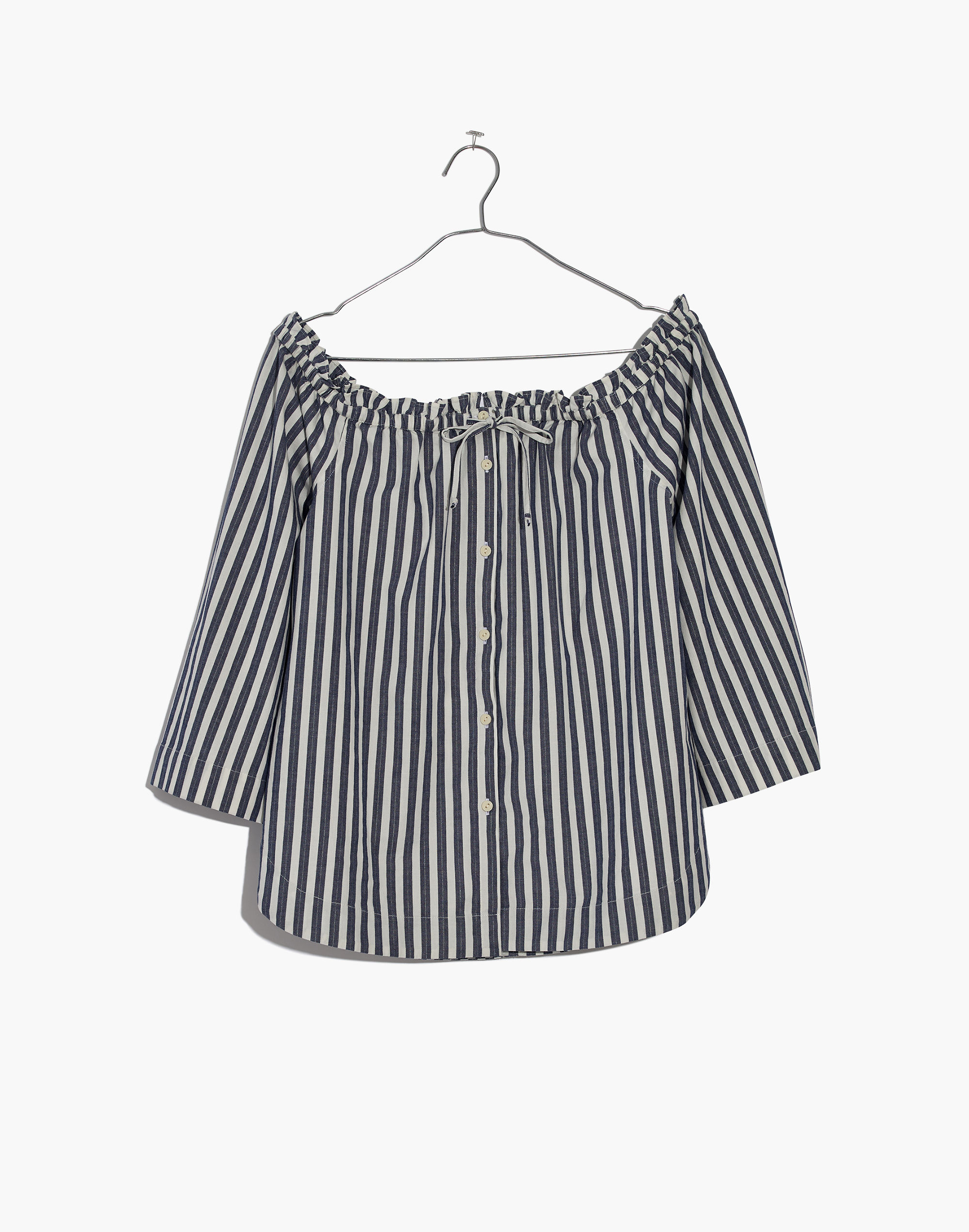 Shimmer Stripe Off-the-Shoulder Top