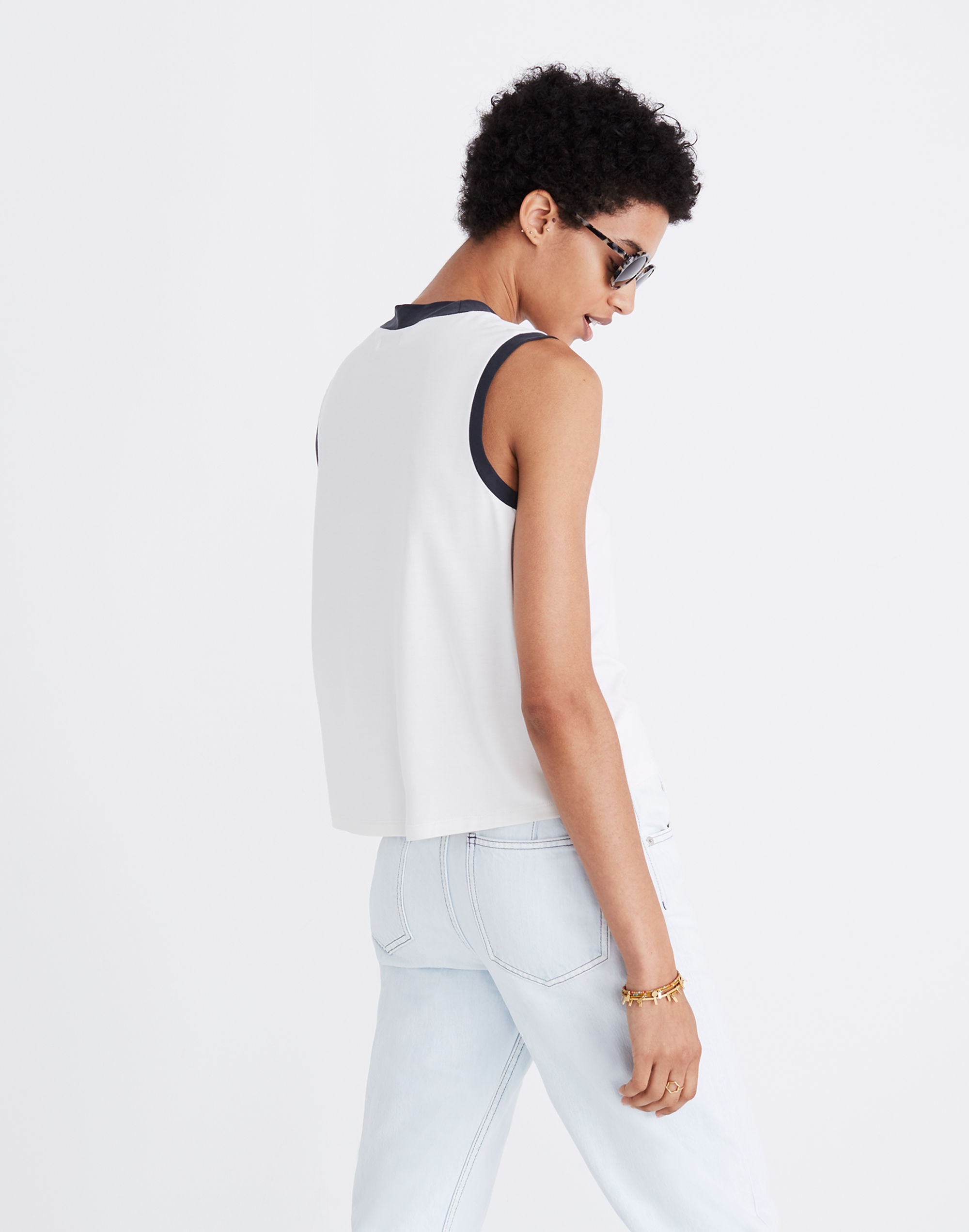Sandwashed Ringer Mockneck Tank Top