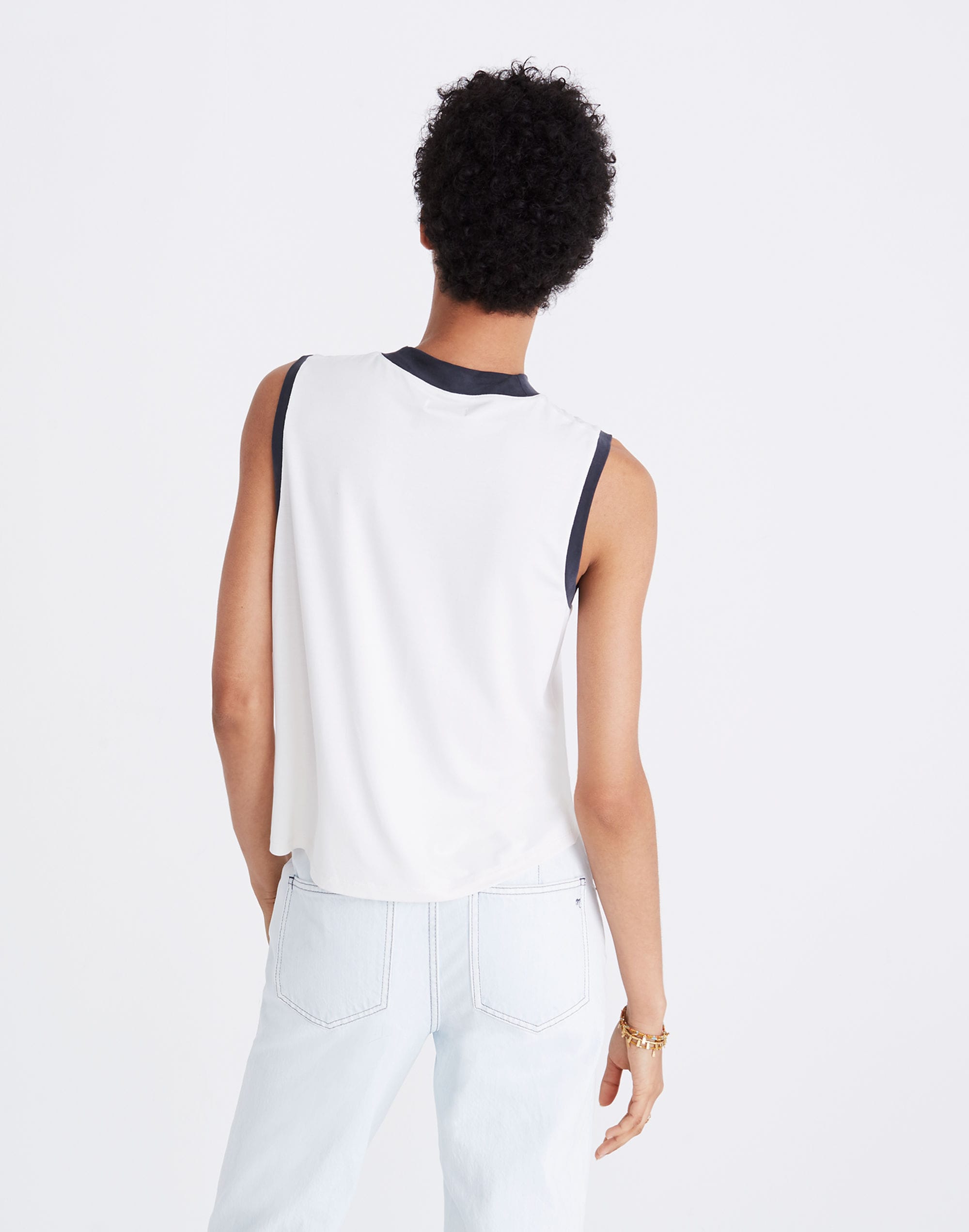 Sandwashed Ringer Mockneck Tank Top