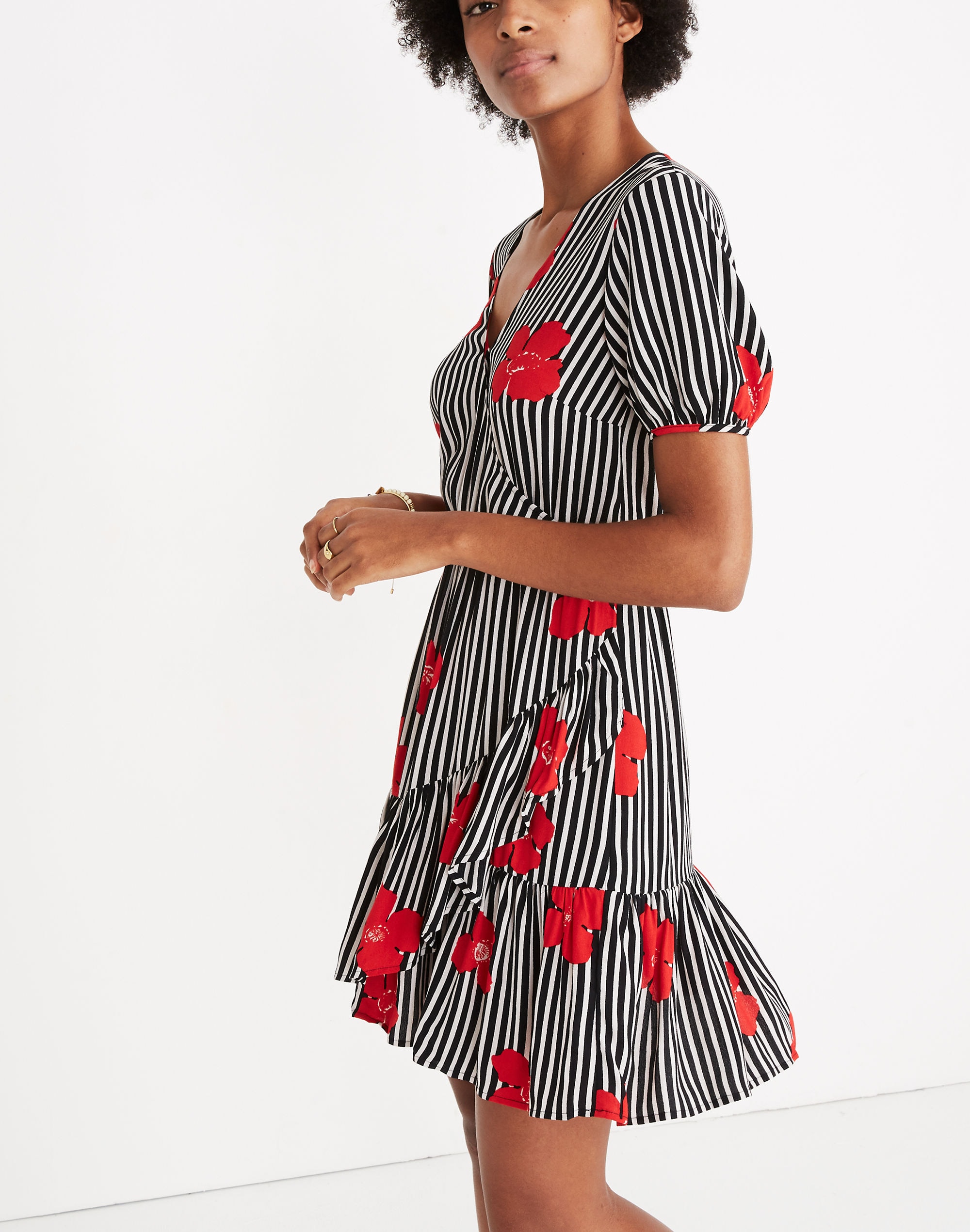 ruffle-wrap dress in candied orchids