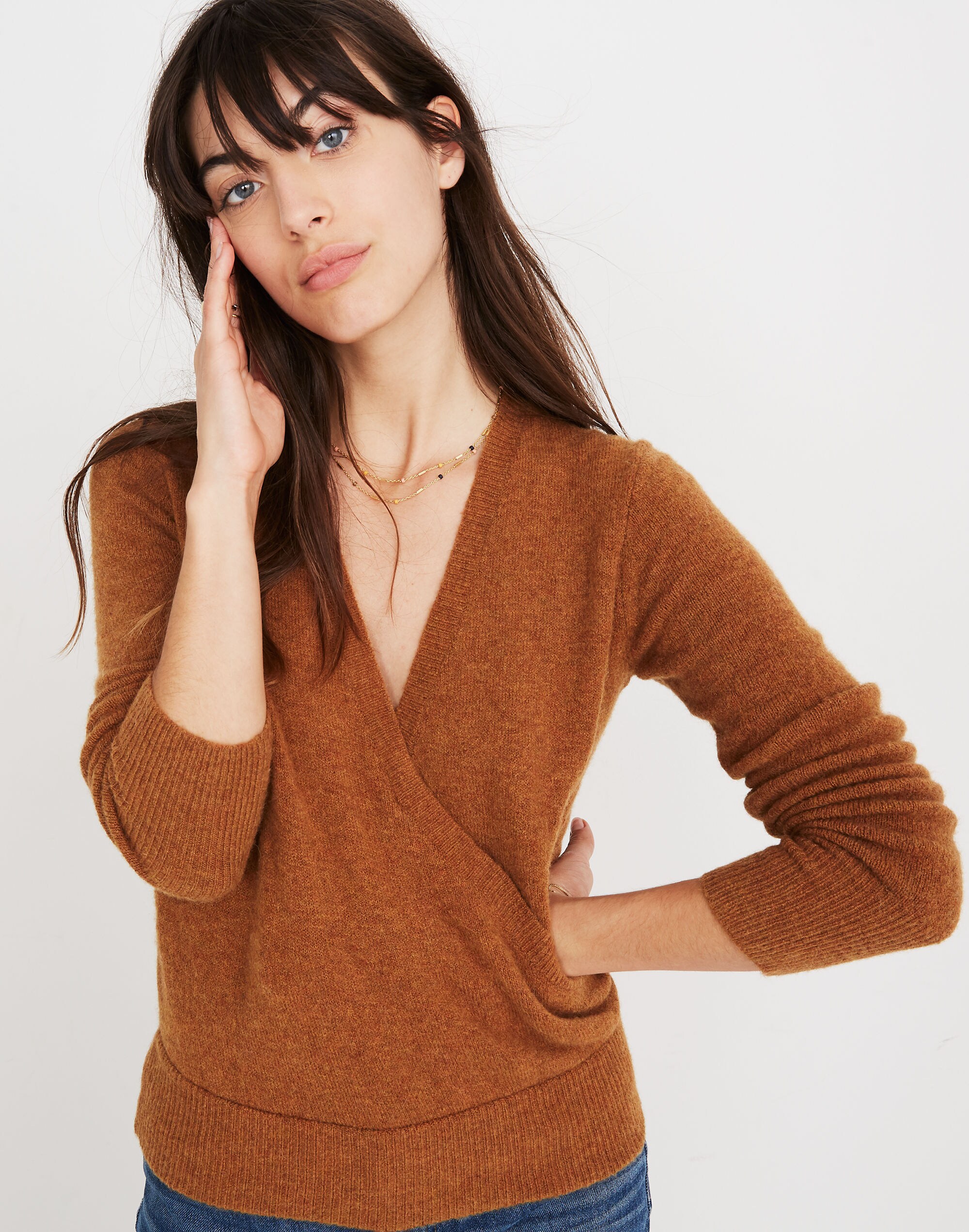 Wrap-Front Pullover Sweater in Coziest Yarn