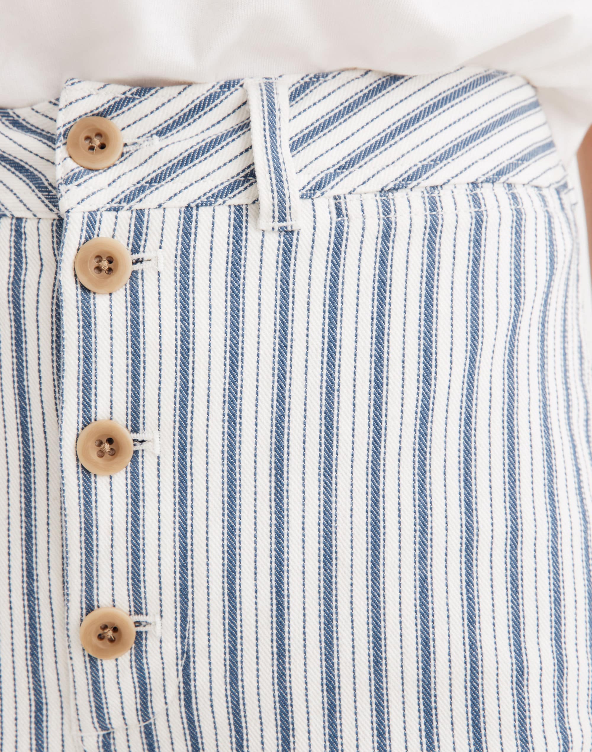 Emmett Wide-Leg Crop Pants in Stripe: Button-Front Edition