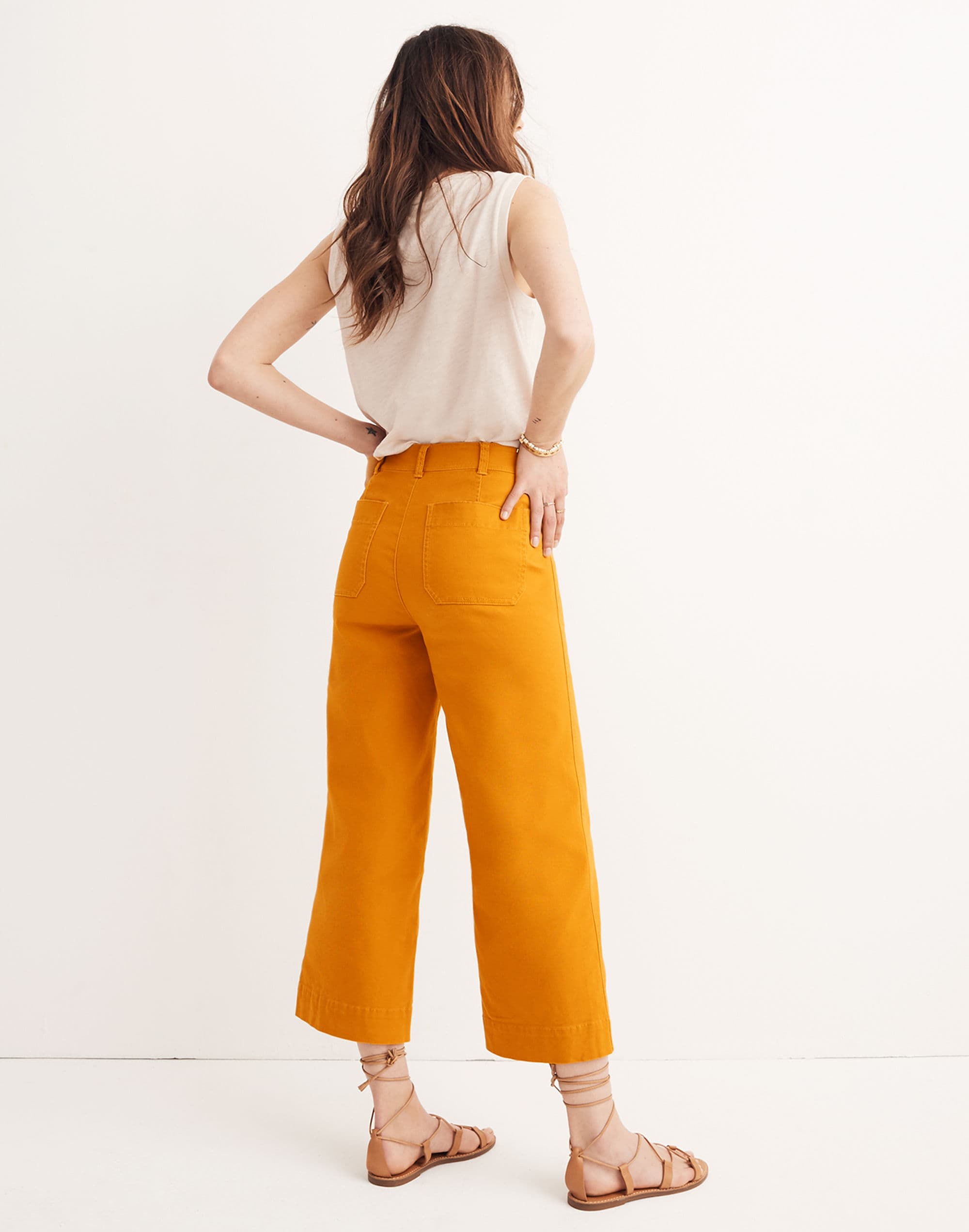 Tall Emmett Wide-Leg Crop Pants: Button-Front Edition