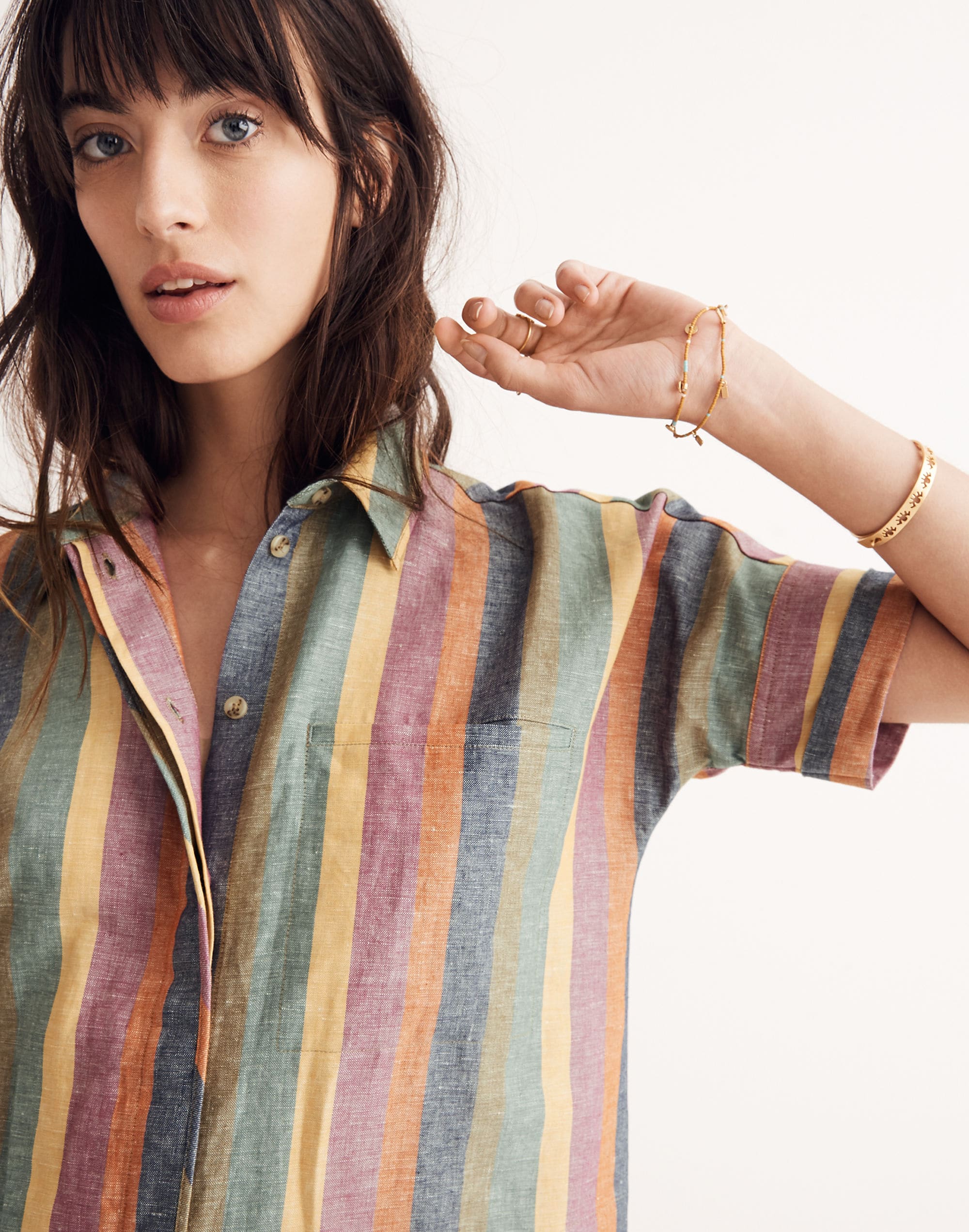 Courier Shirtdress in Rainbow Stripe