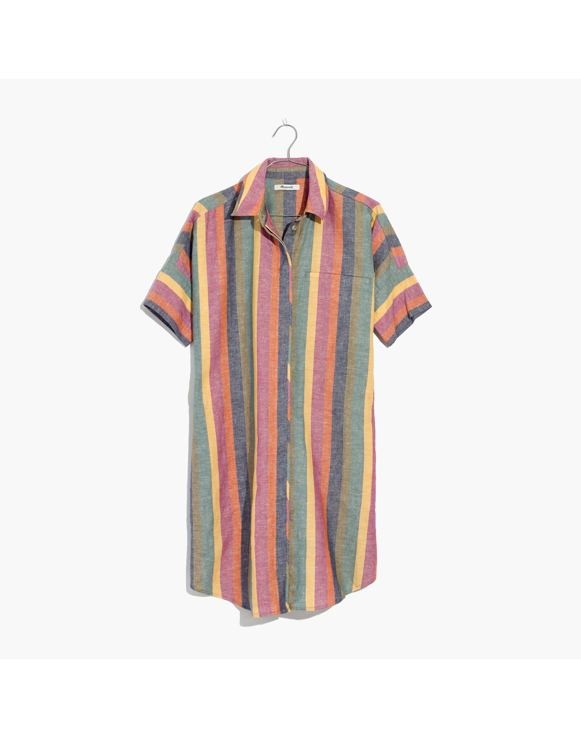 Courier Shirtdress in Rainbow Stripe