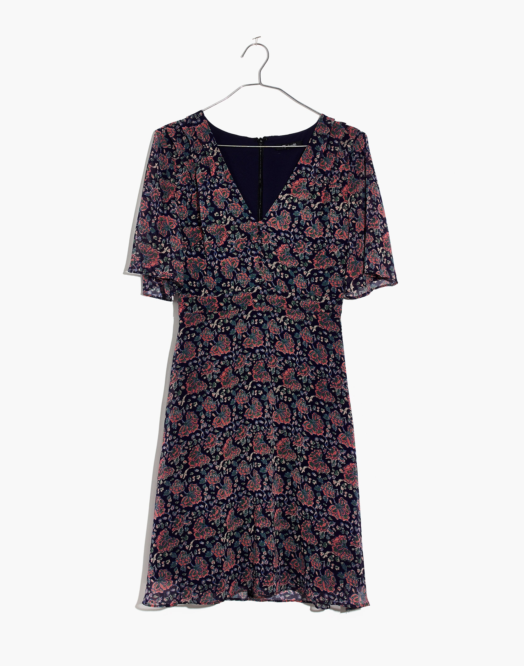 Orchard Flutter-Sleeve Dress in Fan Floral Mix