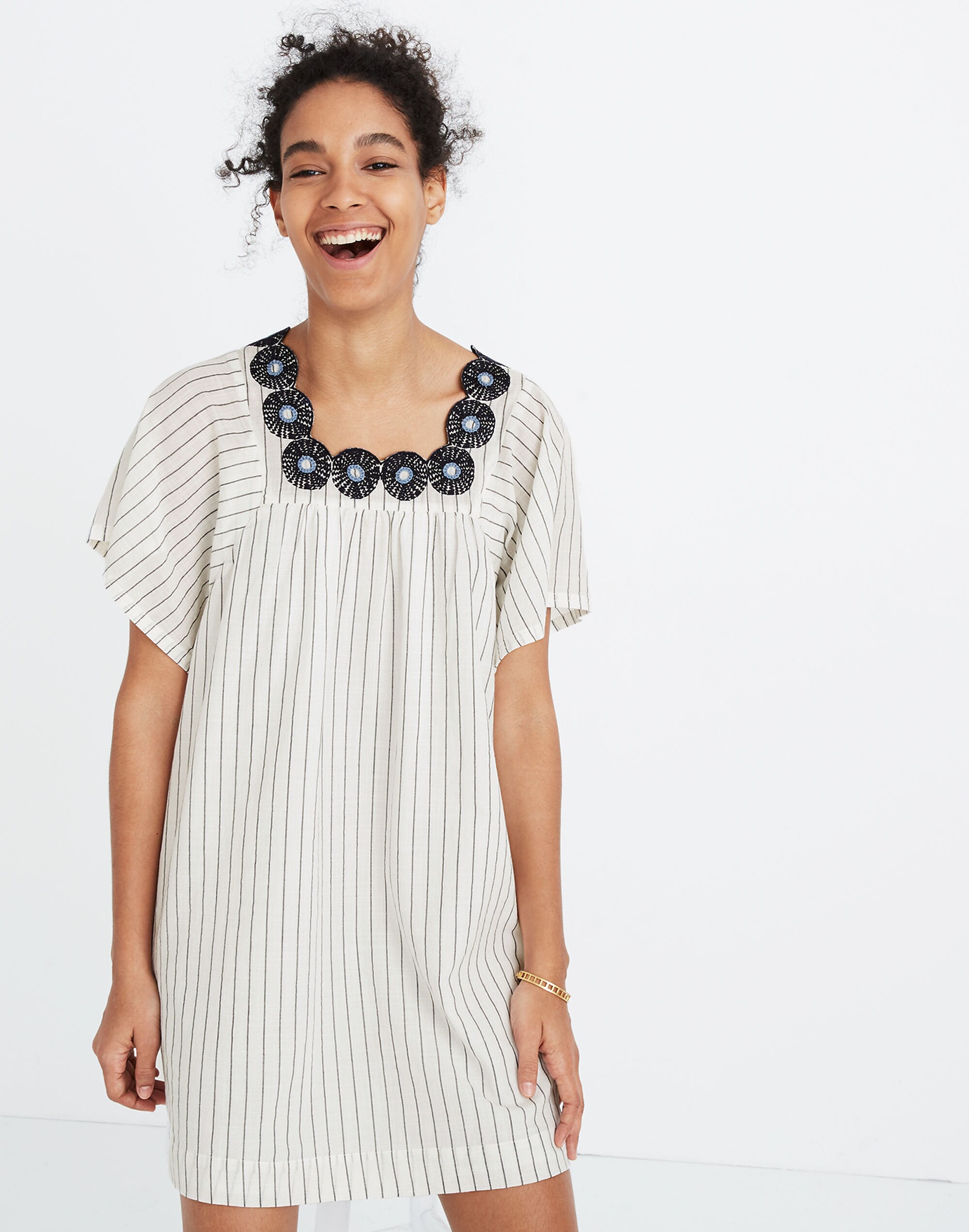 Embroidered Butterfly Dress in Stripe