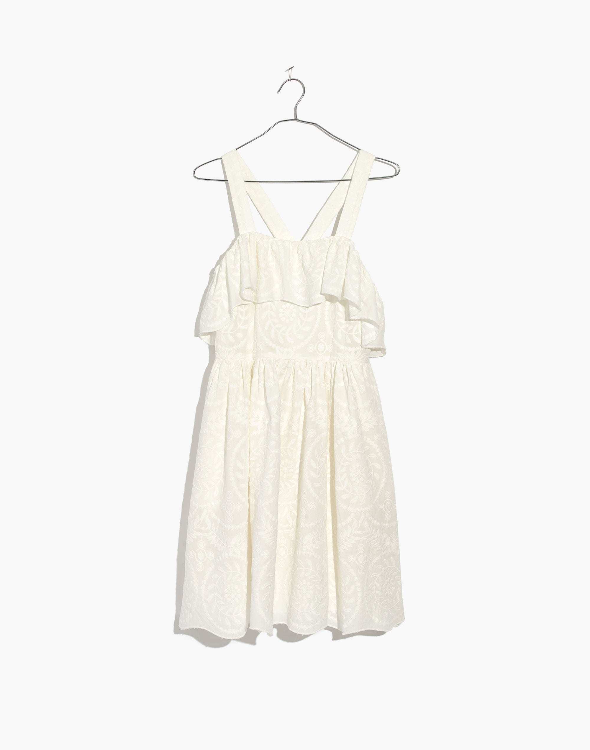 Embroidered Apron Ruffle Dress