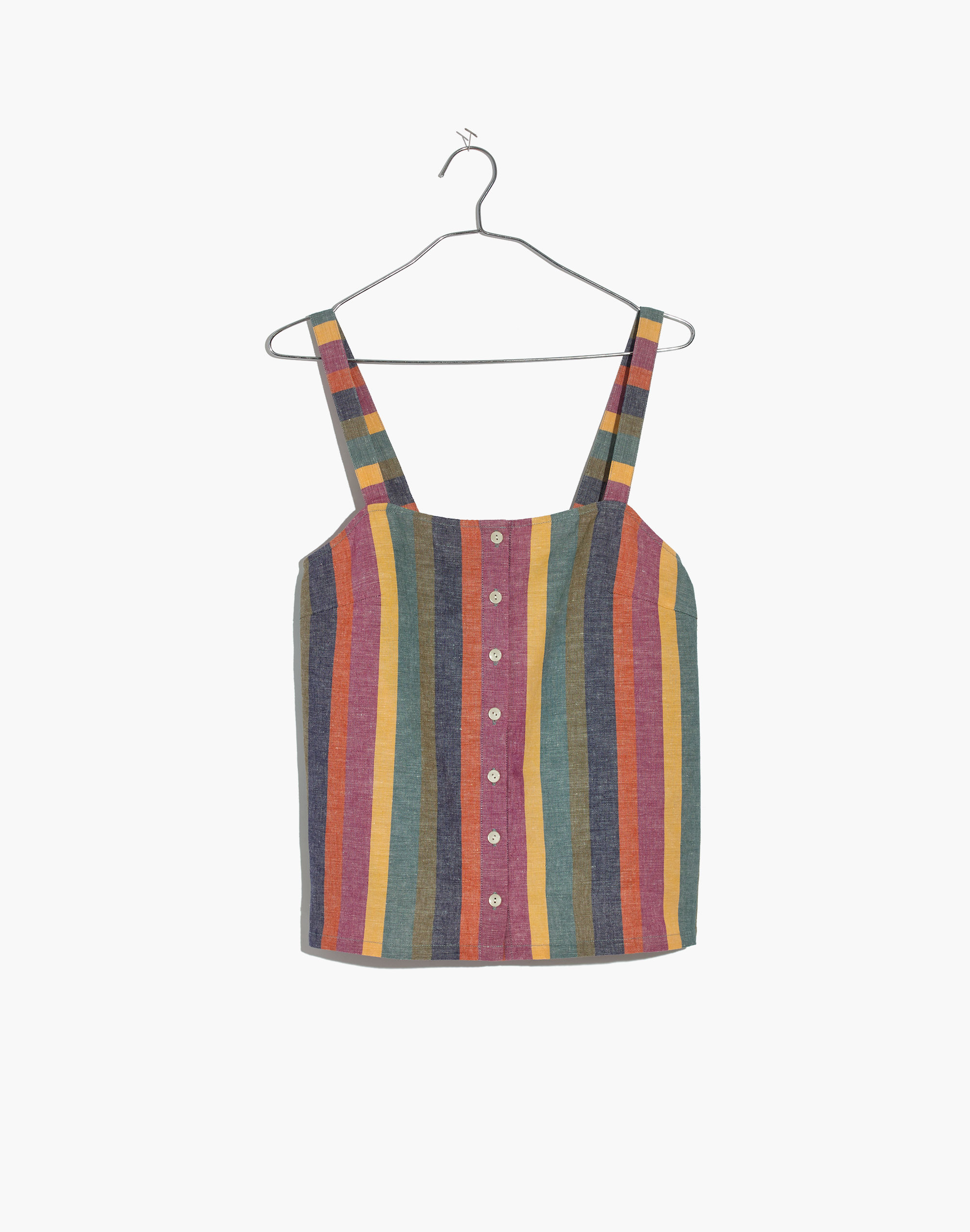 Rainbow Stripe Button-Front Tank Top