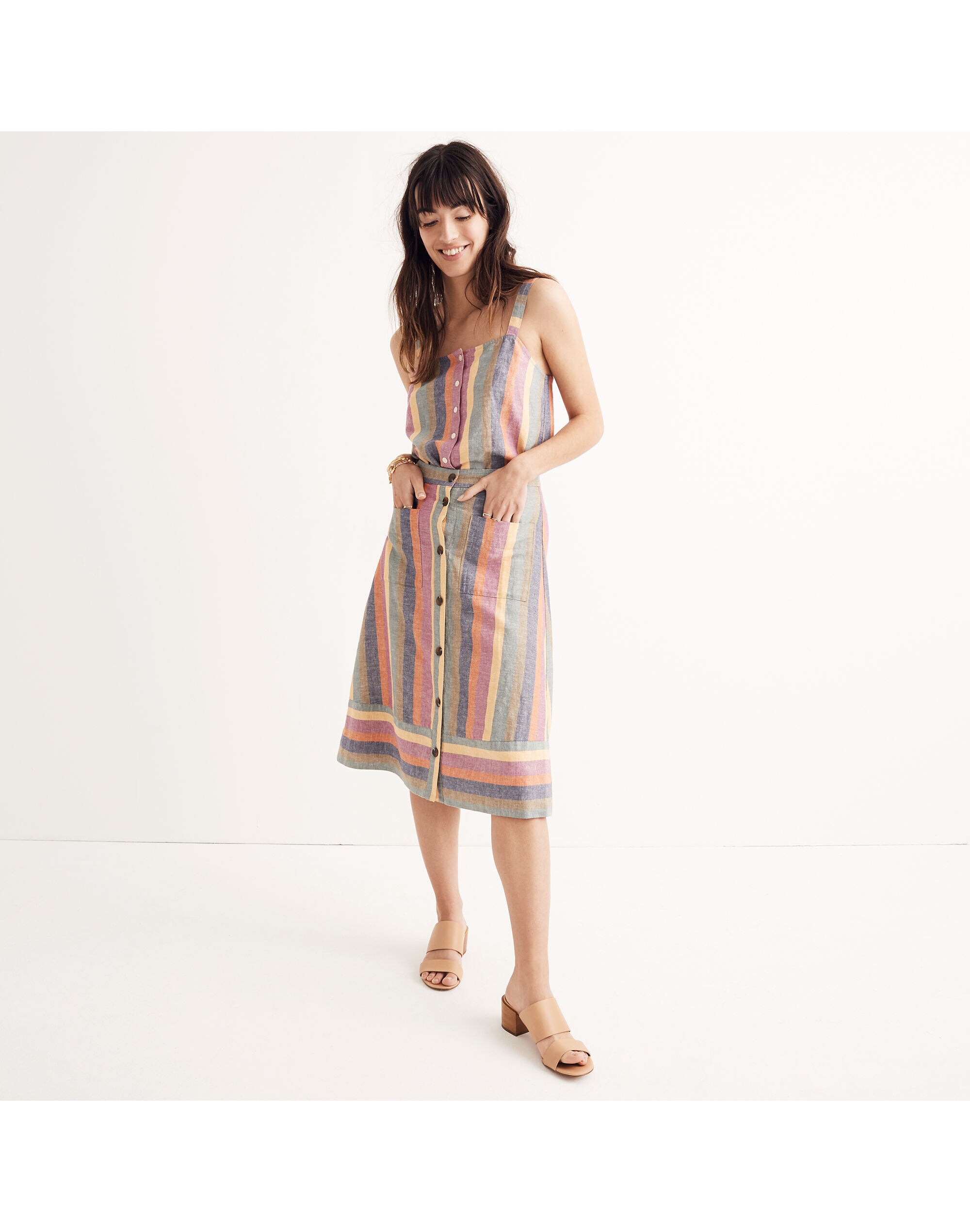 Rainbow Stripe Midi Skirt