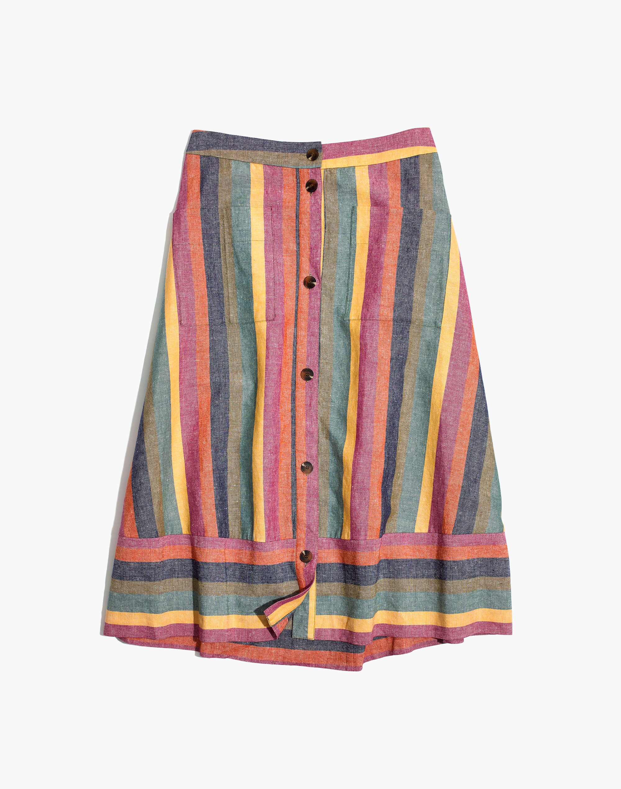 Rainbow Stripe Midi Skirt