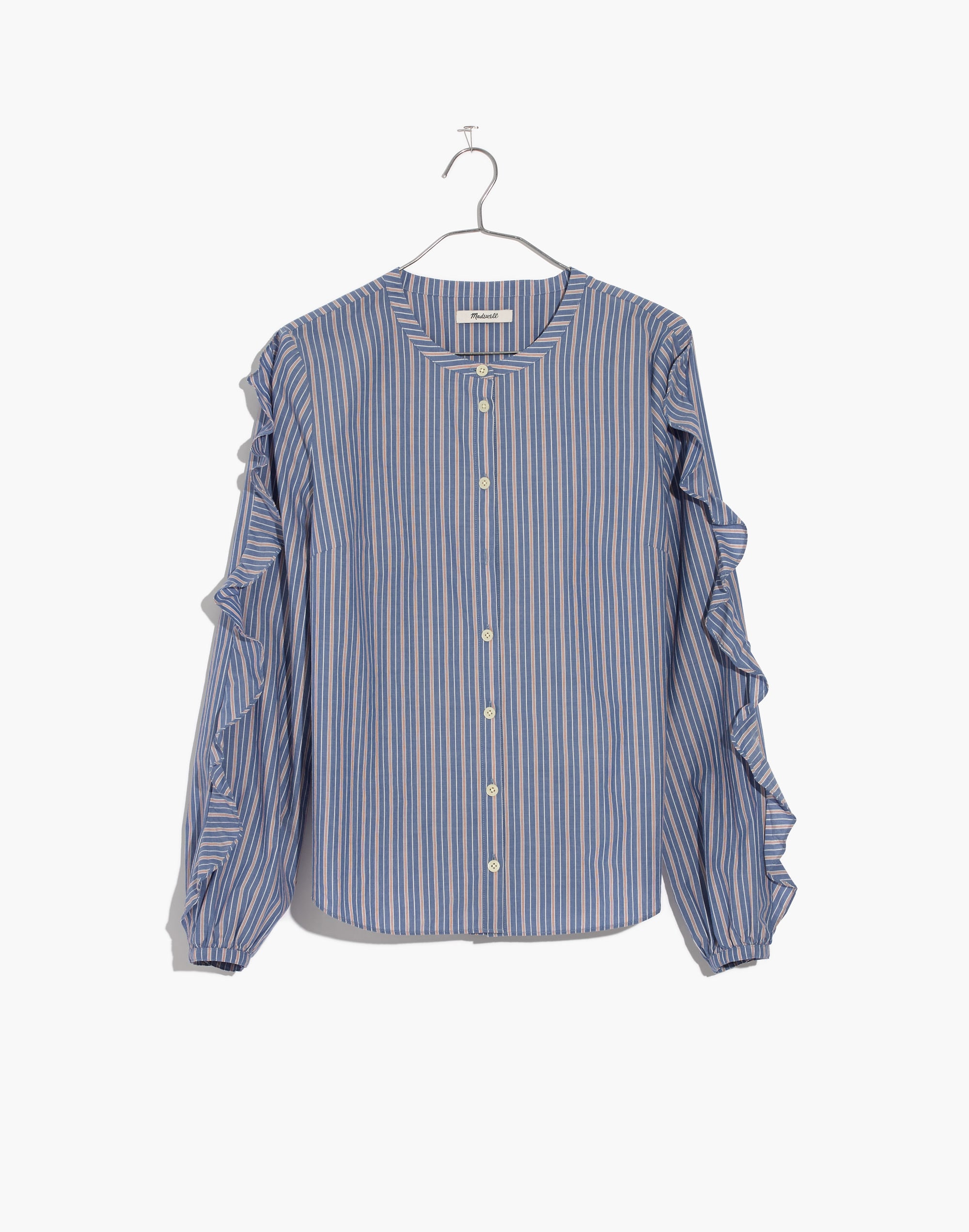 Striped Frill-Sleeve Shirt