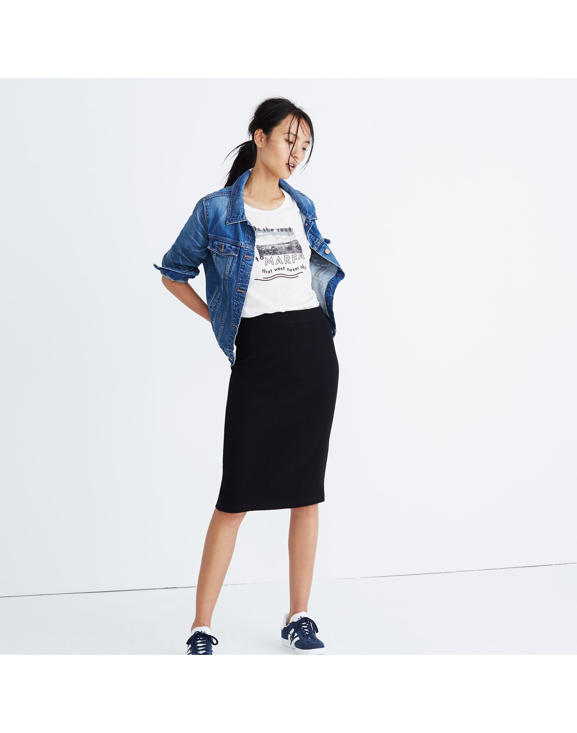 ribbed pencil skirt