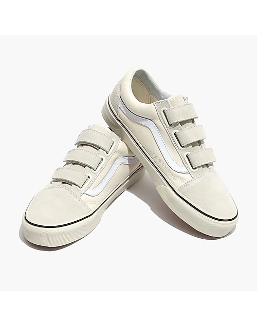 Vans® Unisex Old Skool Velcro Sneakers in Marshmallow Canvas