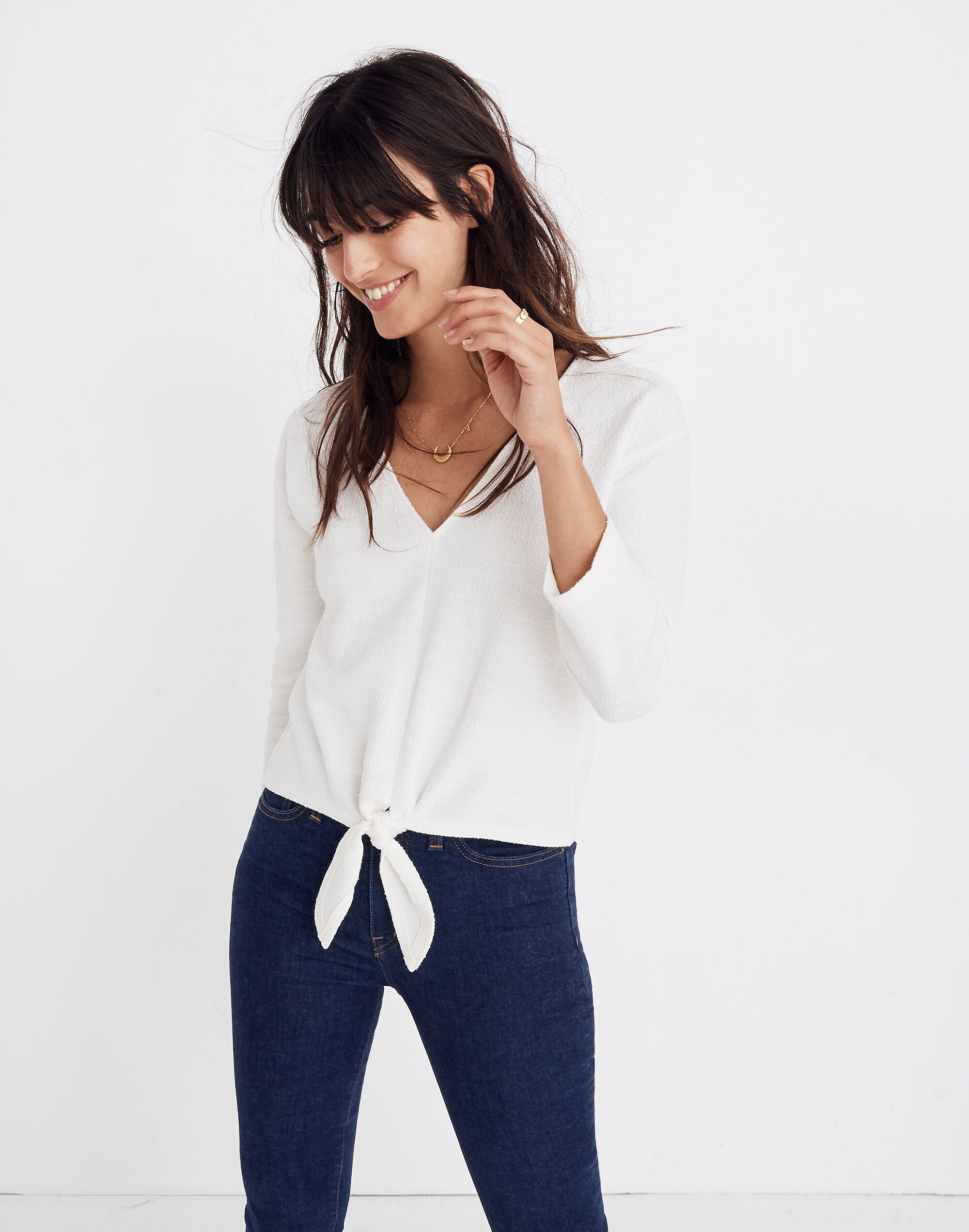 Textured Tie-Front Top