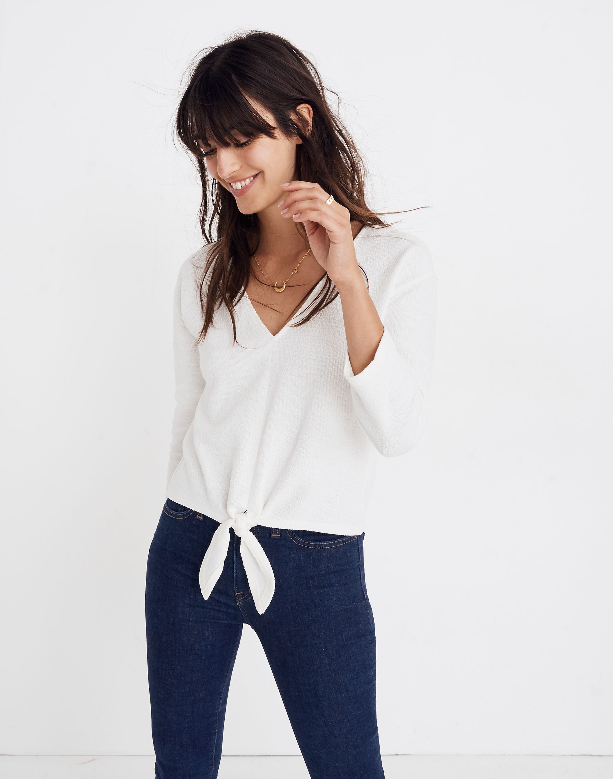 Textured Tie-Front Top