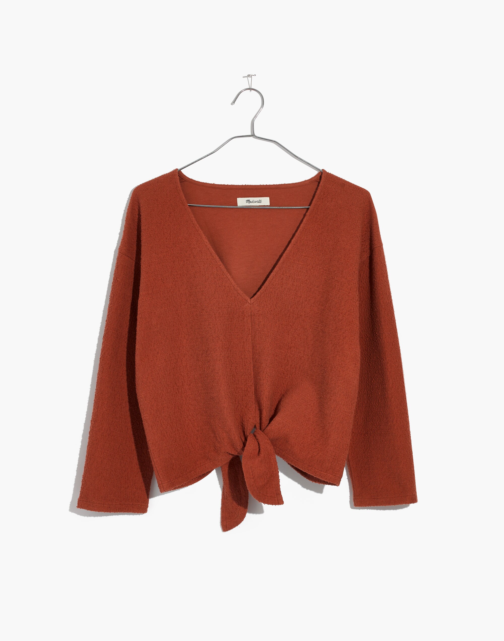 Textured Tie-Front Top