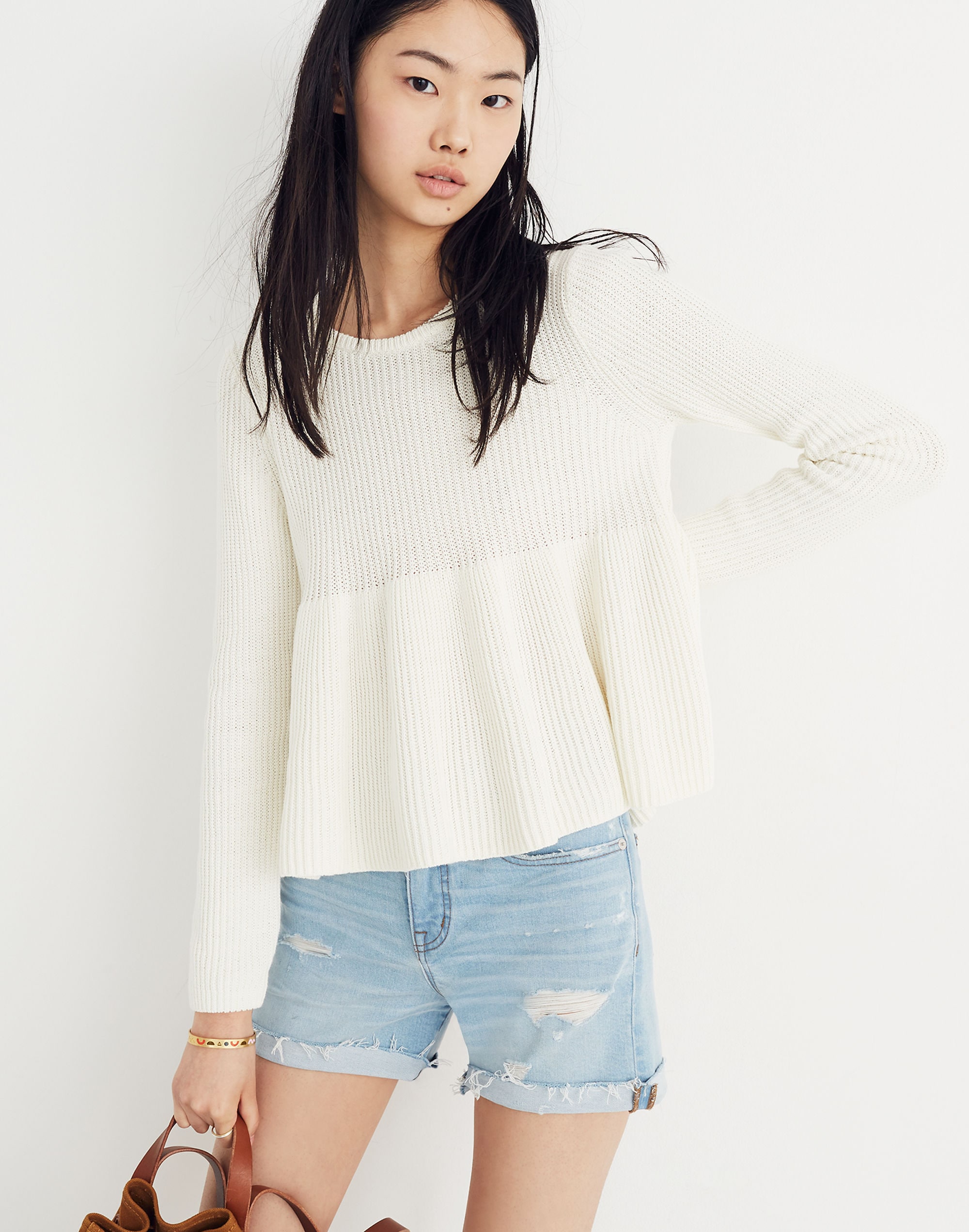 swingy ribbed pullover sweater