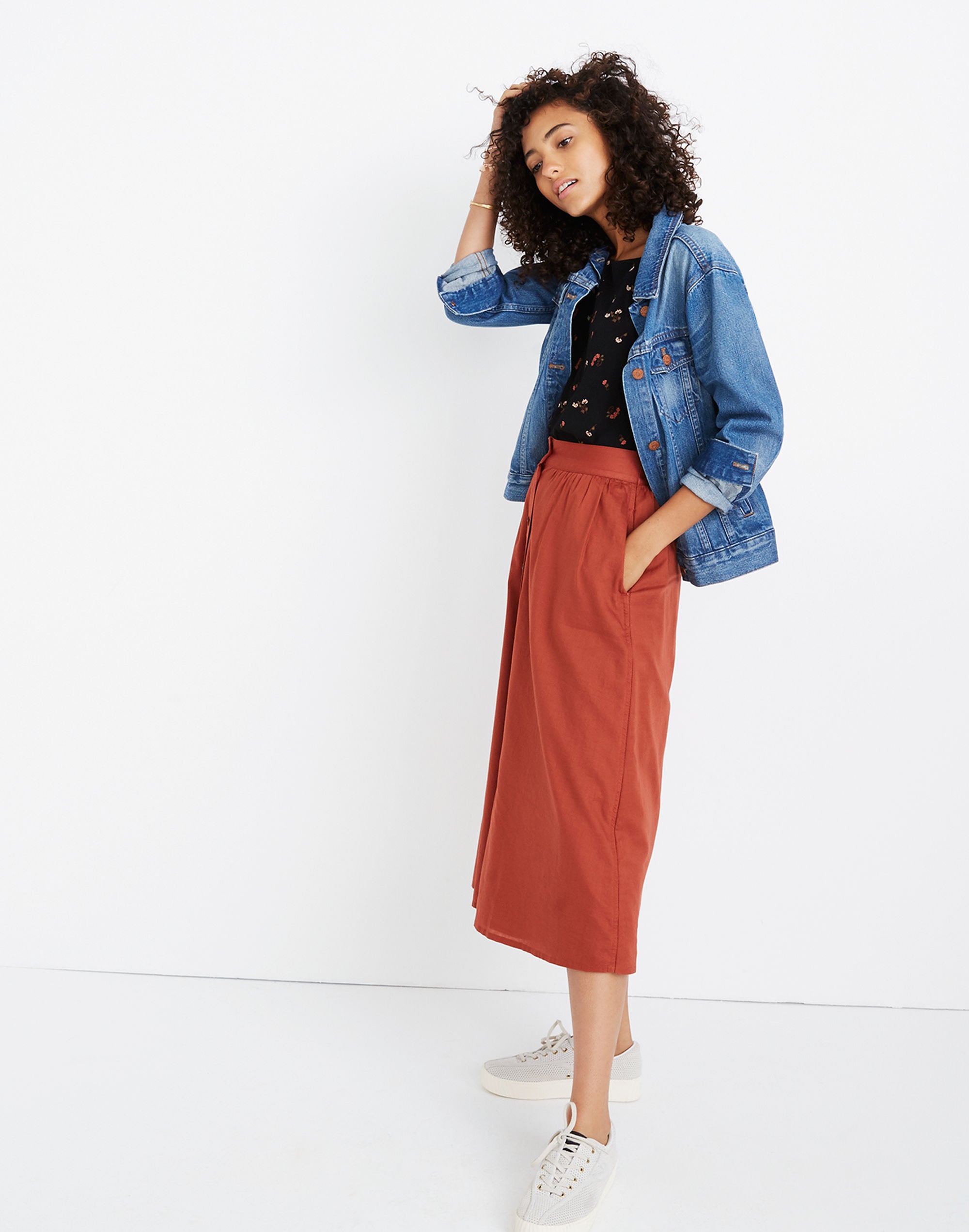 Palisade Button-Front Midi Skirt