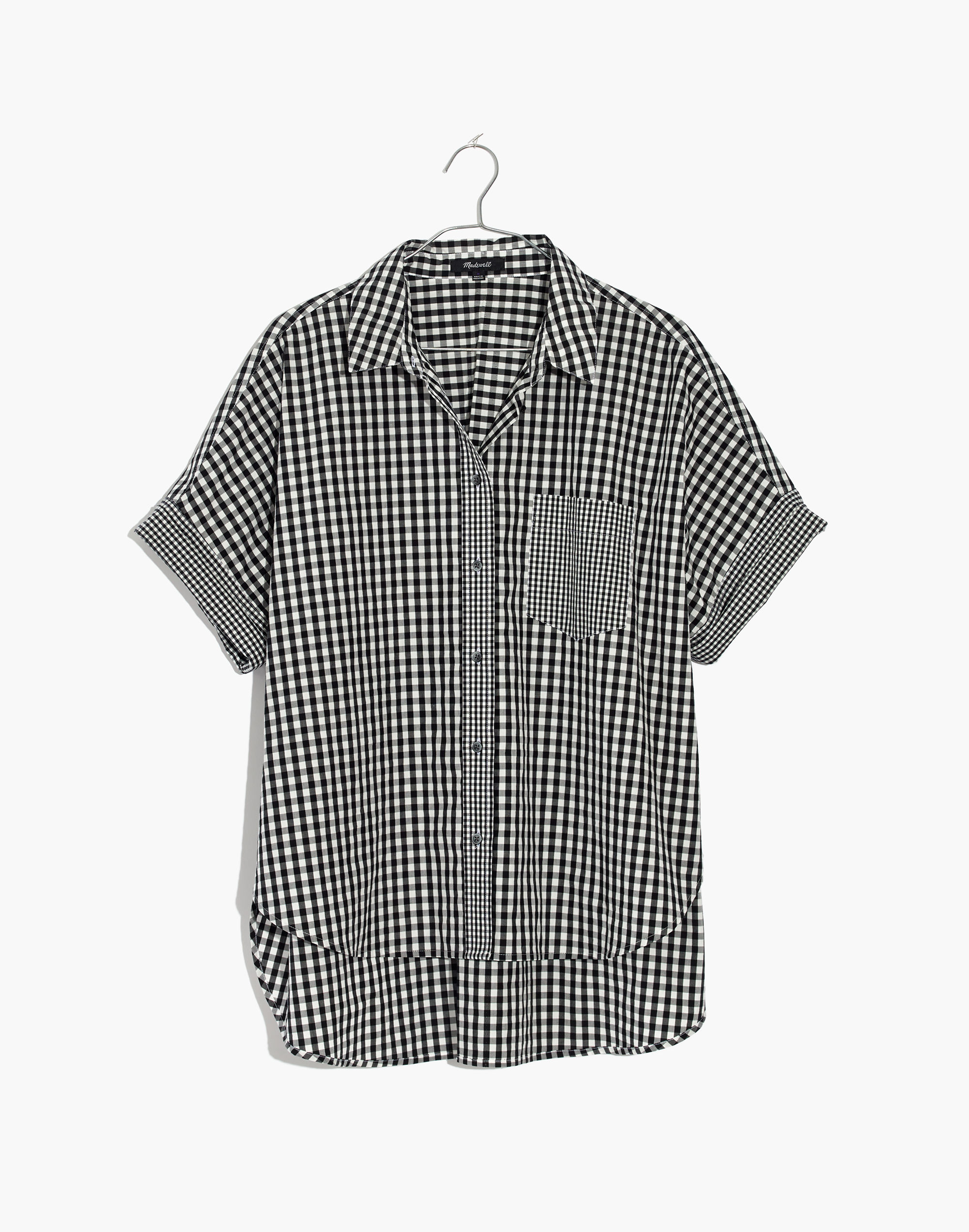 Gingham-Play Button-Down Shirt
