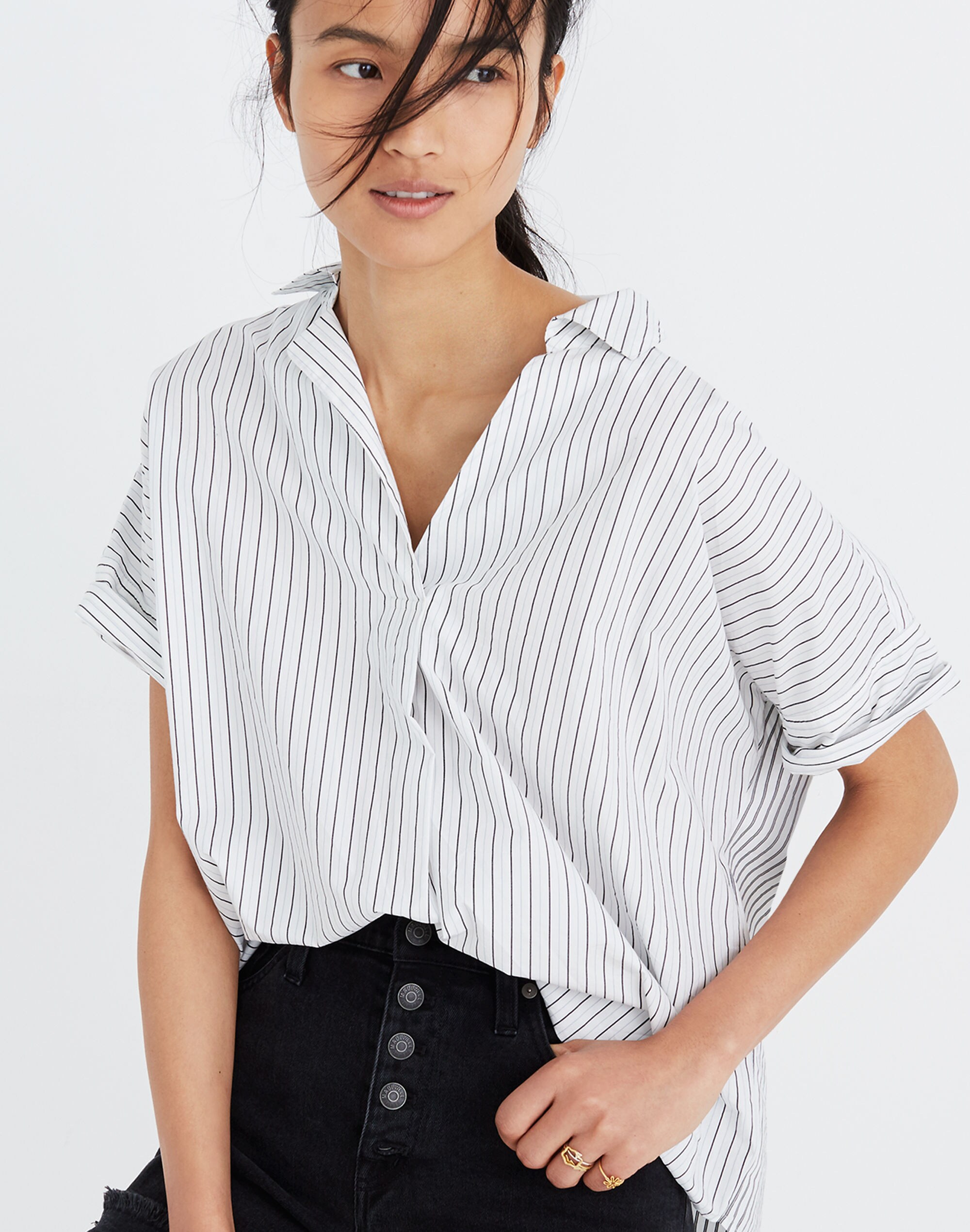 Courier Button-Back Shirt in Stripe-Play