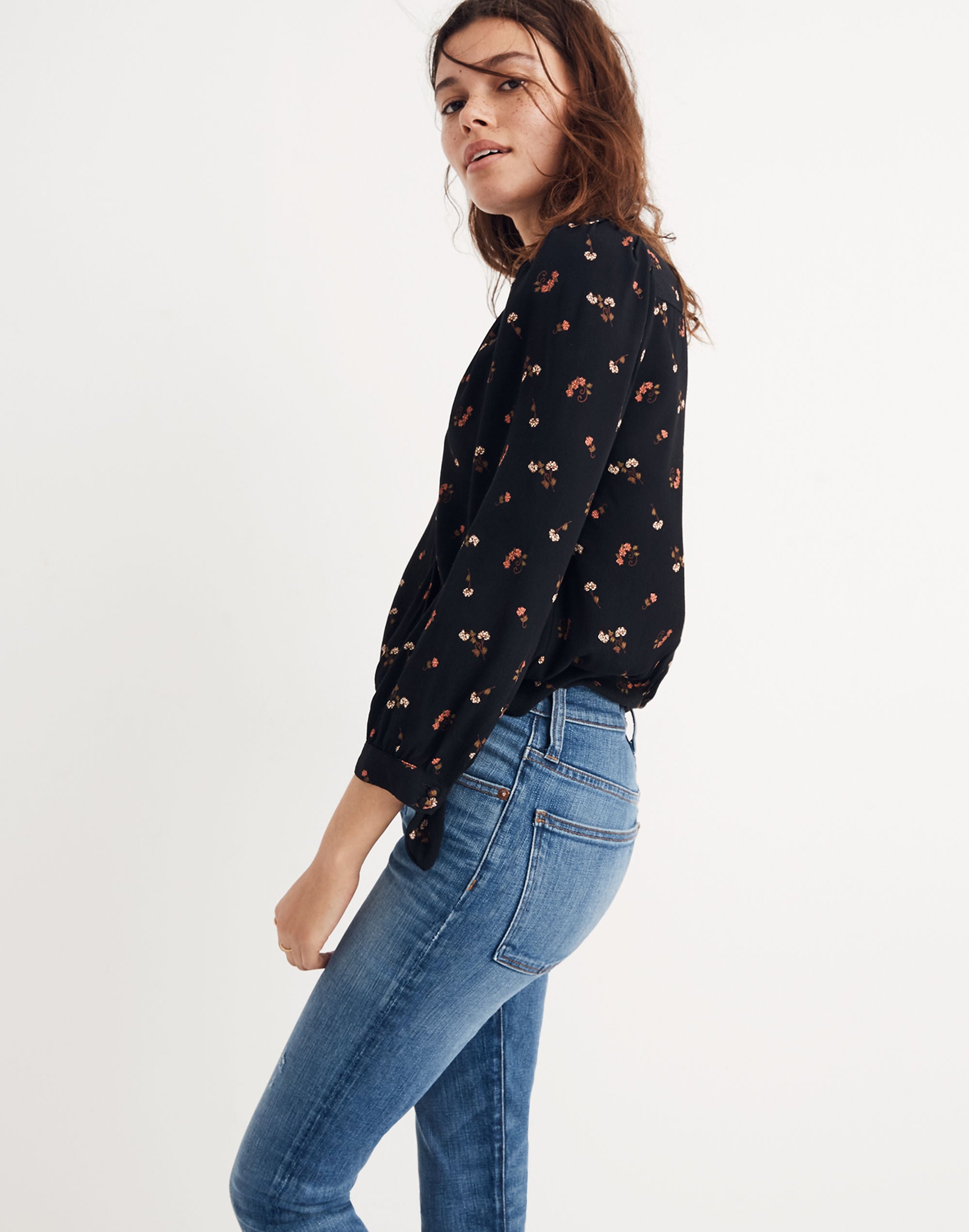 Wrap Top in Flower Toss