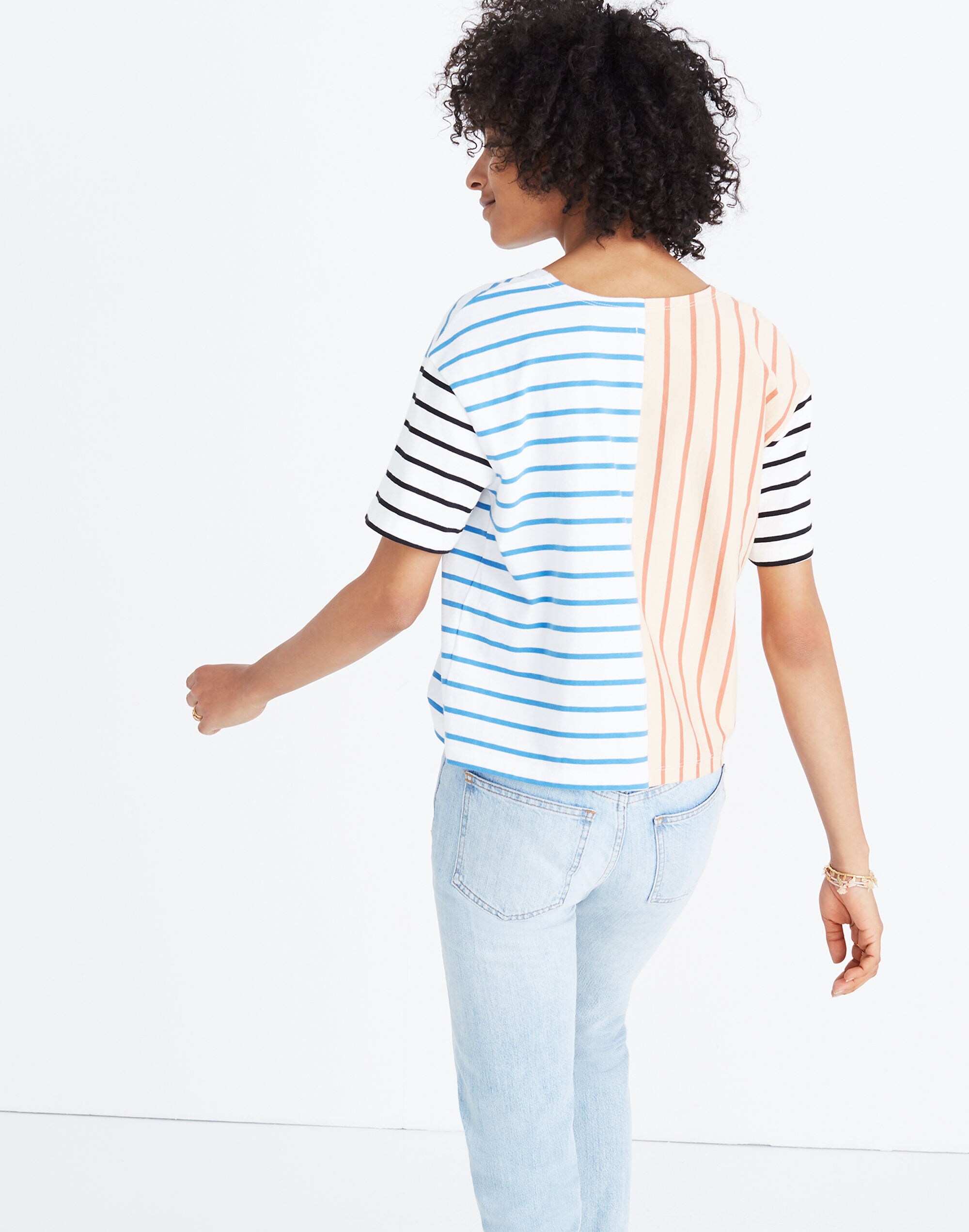Easy Crop Tee in Stripe Mix