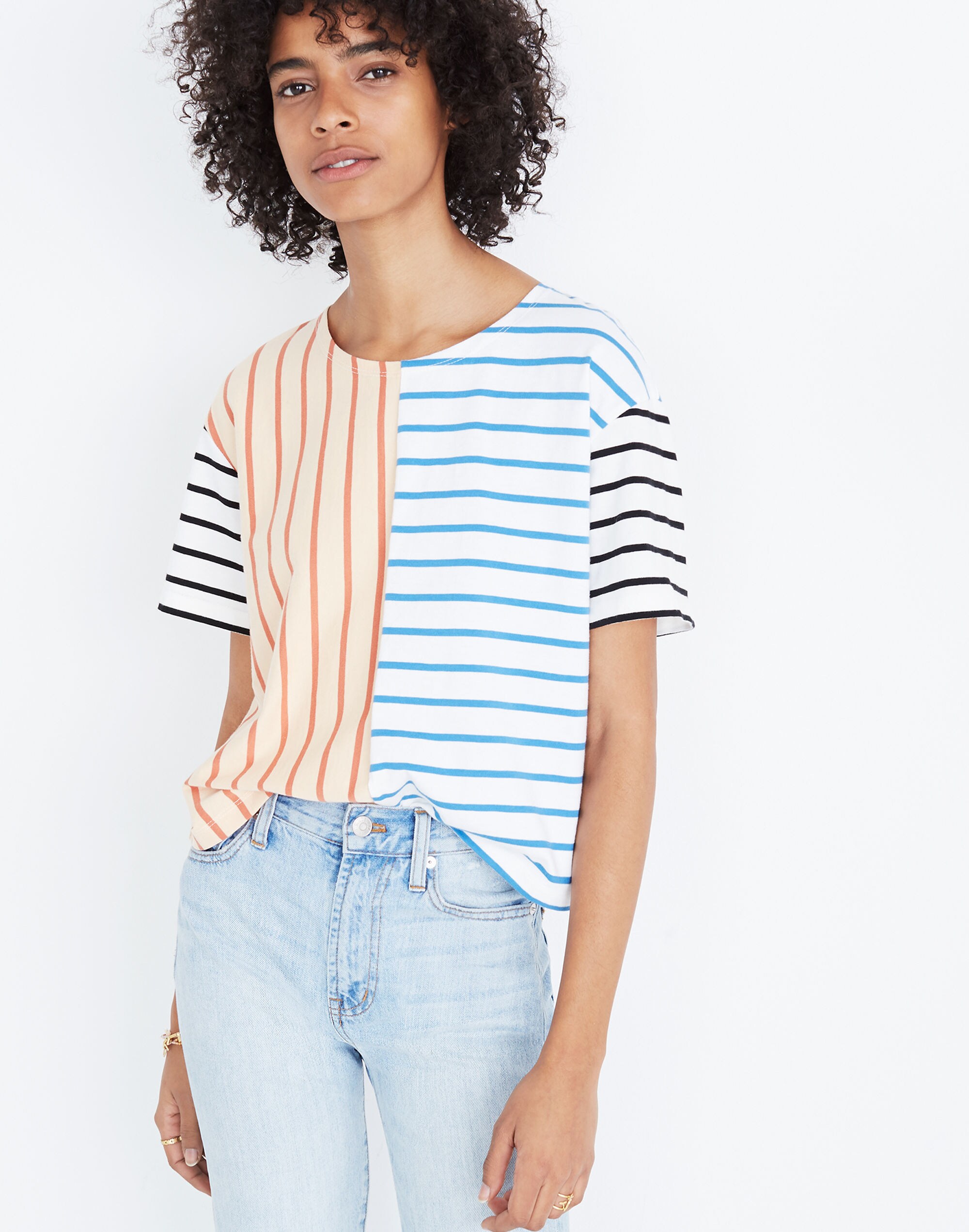 Easy Crop Tee in Stripe Mix