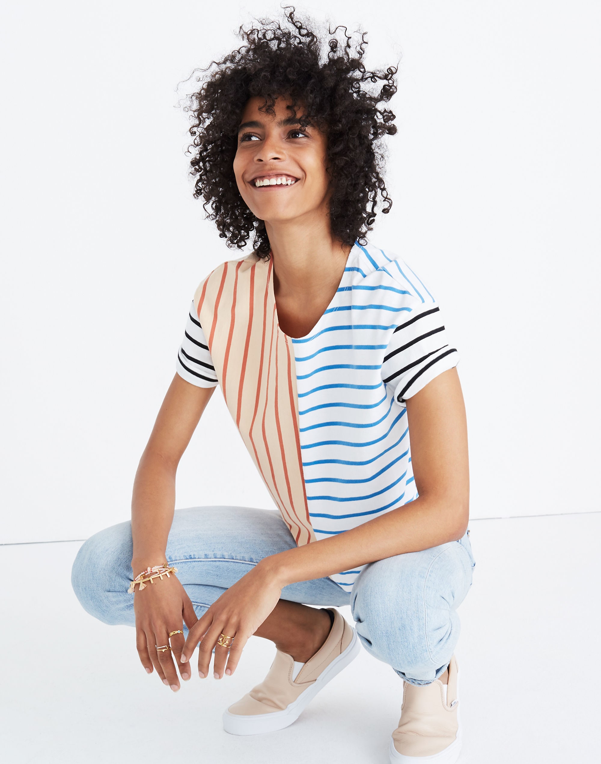 Easy Crop Tee in Stripe Mix