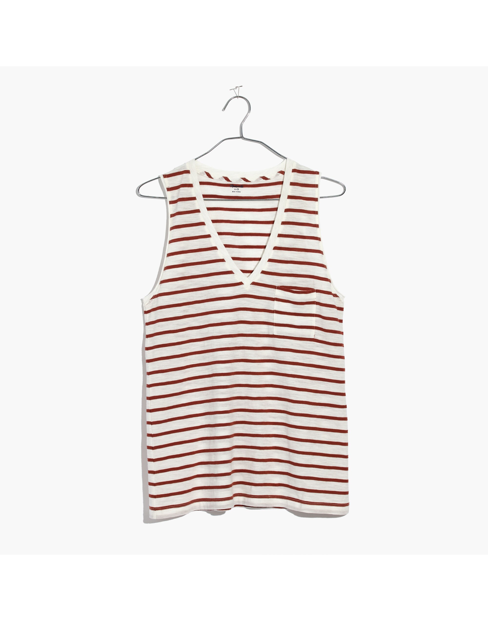 Whisper Cotton V-Neck Pocket Tank in Abilene Stripe