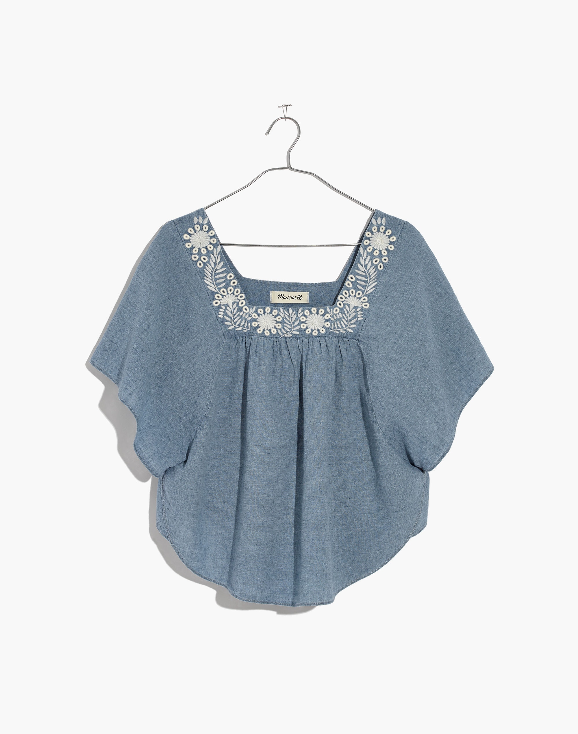 Embroidered Denim Butterfly Top