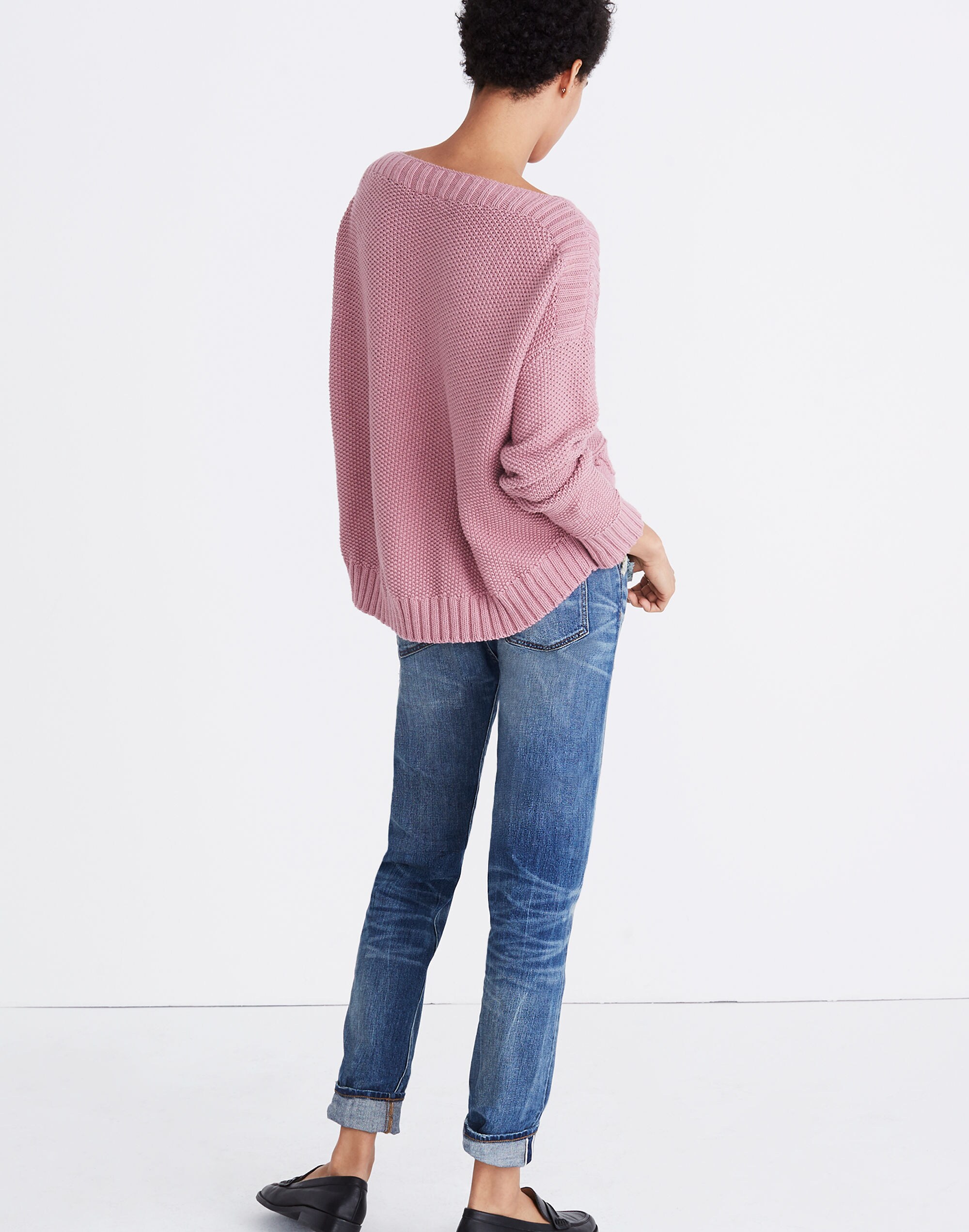Zigzag-Stitch Pullover Sweater