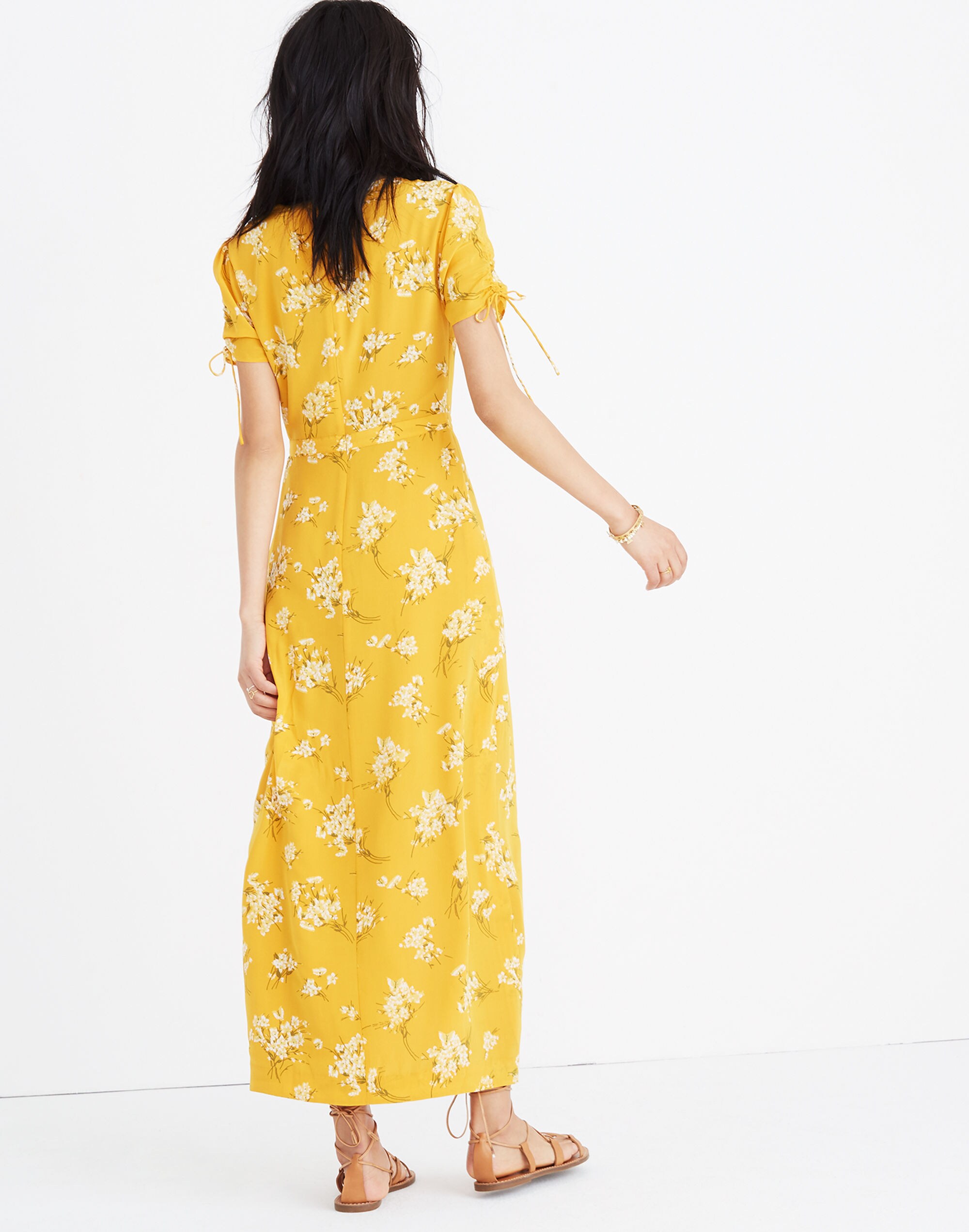 Silk Wrap Maxi Dress in Butterfly Garden