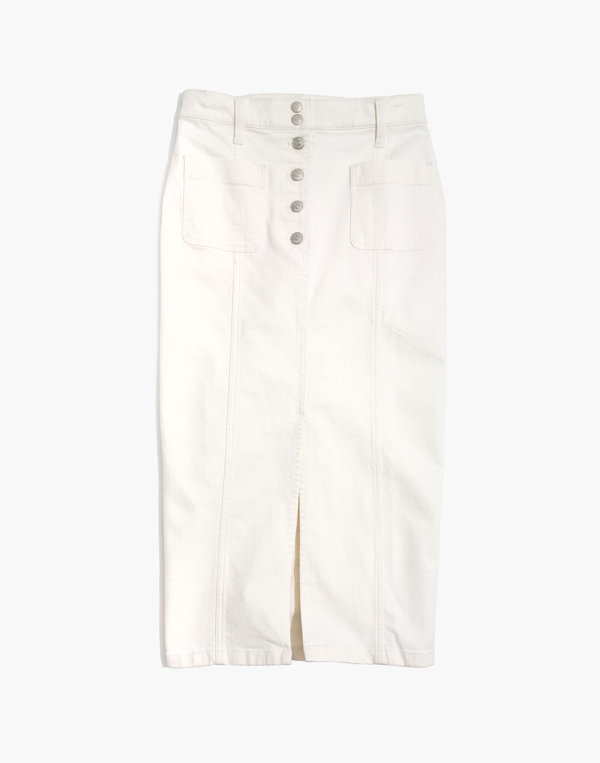 White High-Slit Jean Skirt