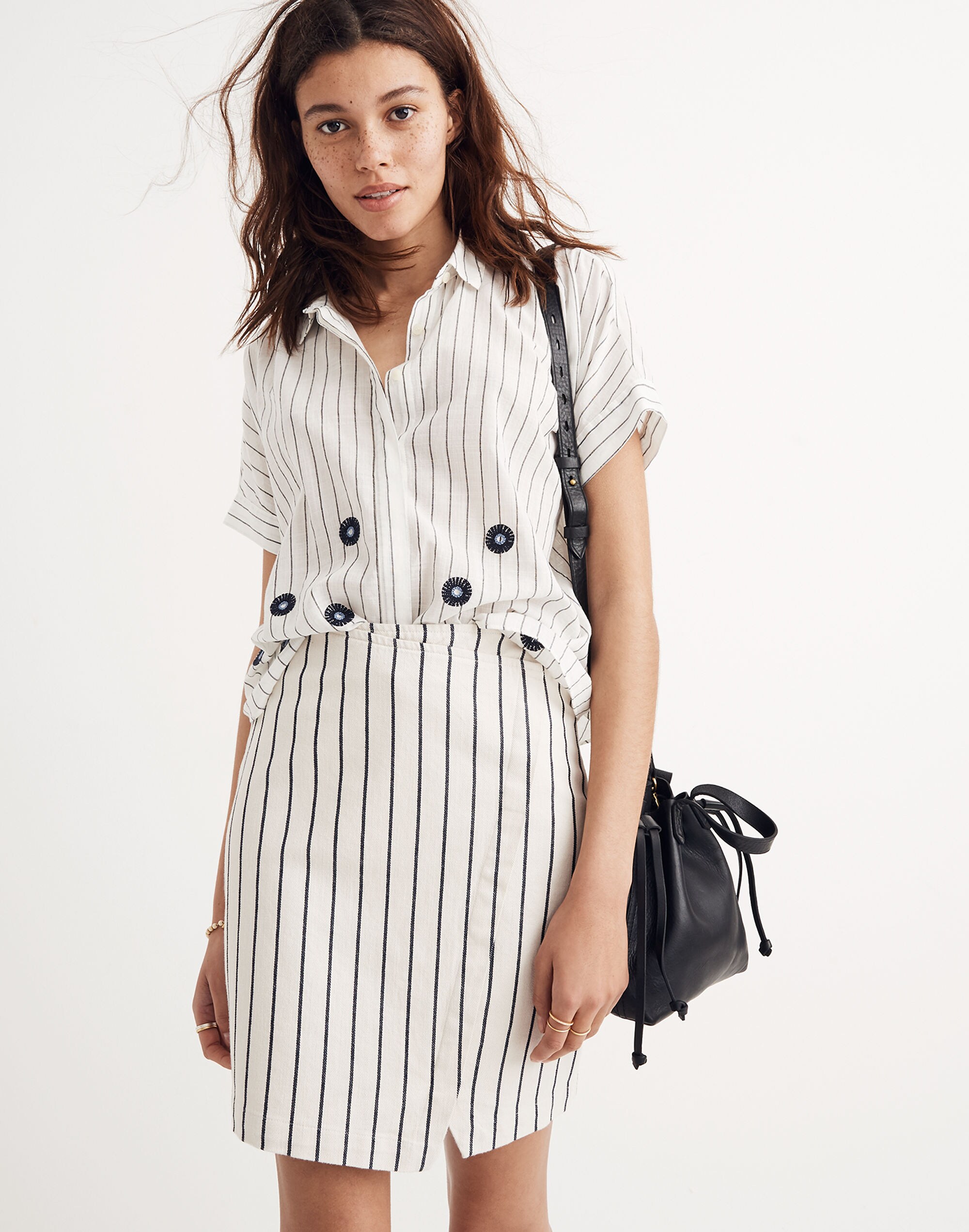 Wrap Mini Skirt in Stripe