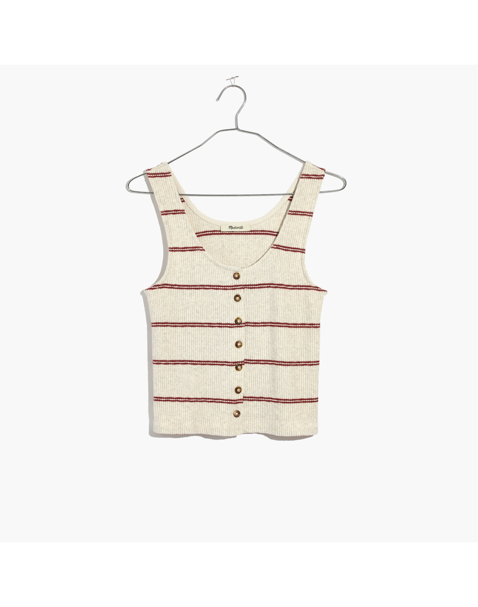 Ribbed Button-Front Tank Top in Stripe