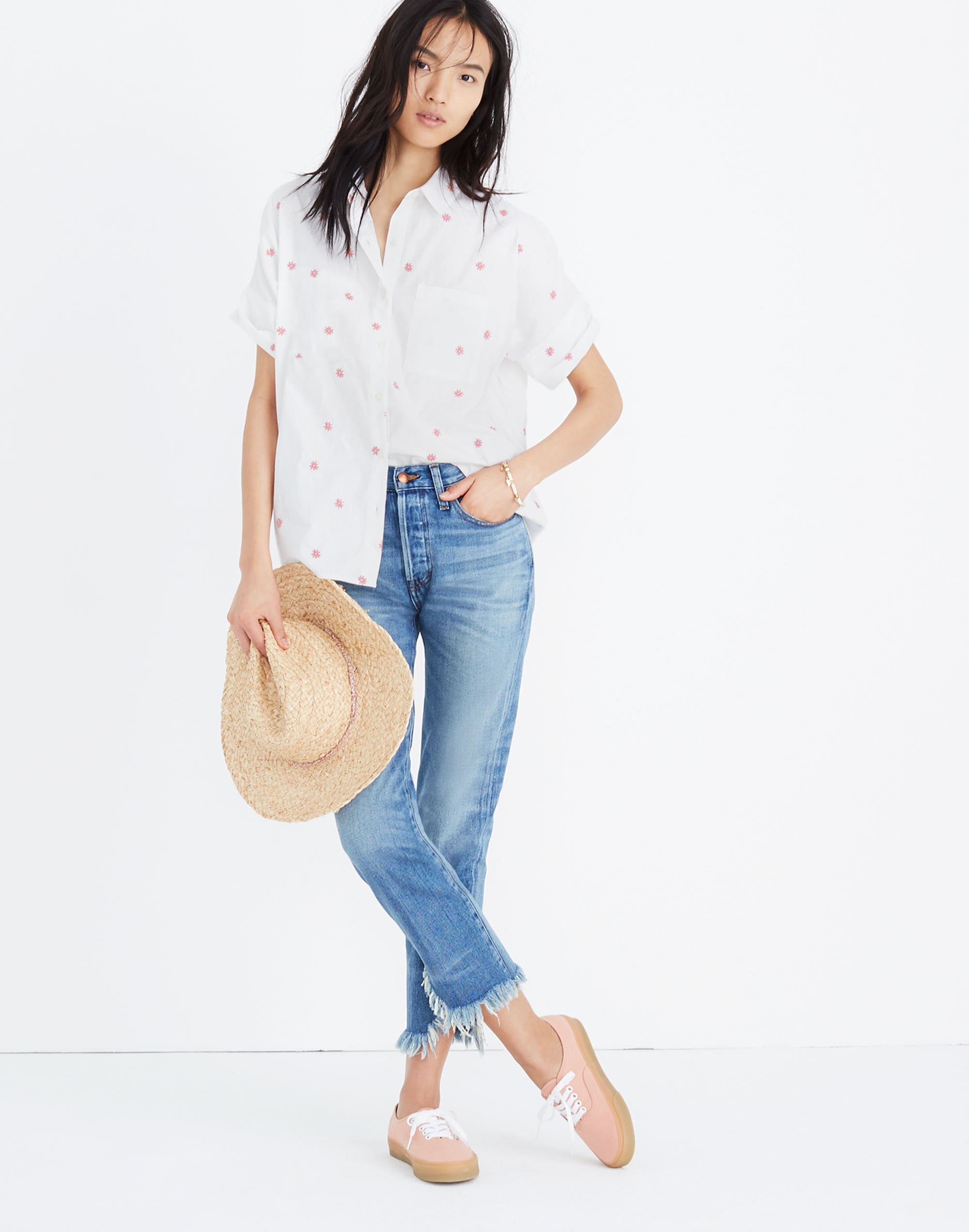 Embroidered Daisy Courier Shirt